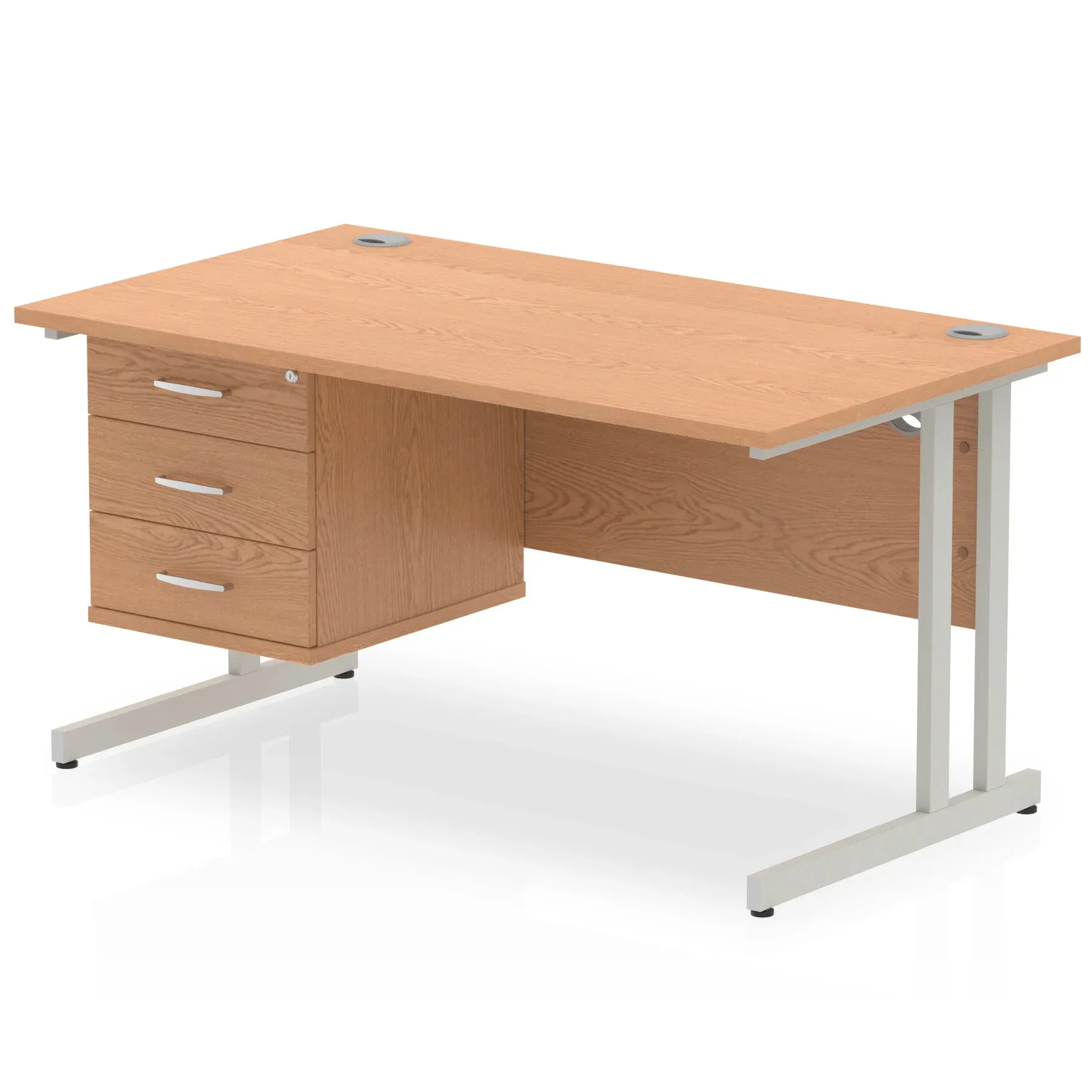 OE - Impulse 1400mm Cantilever Straight Desk With Single Fixed Pedestal