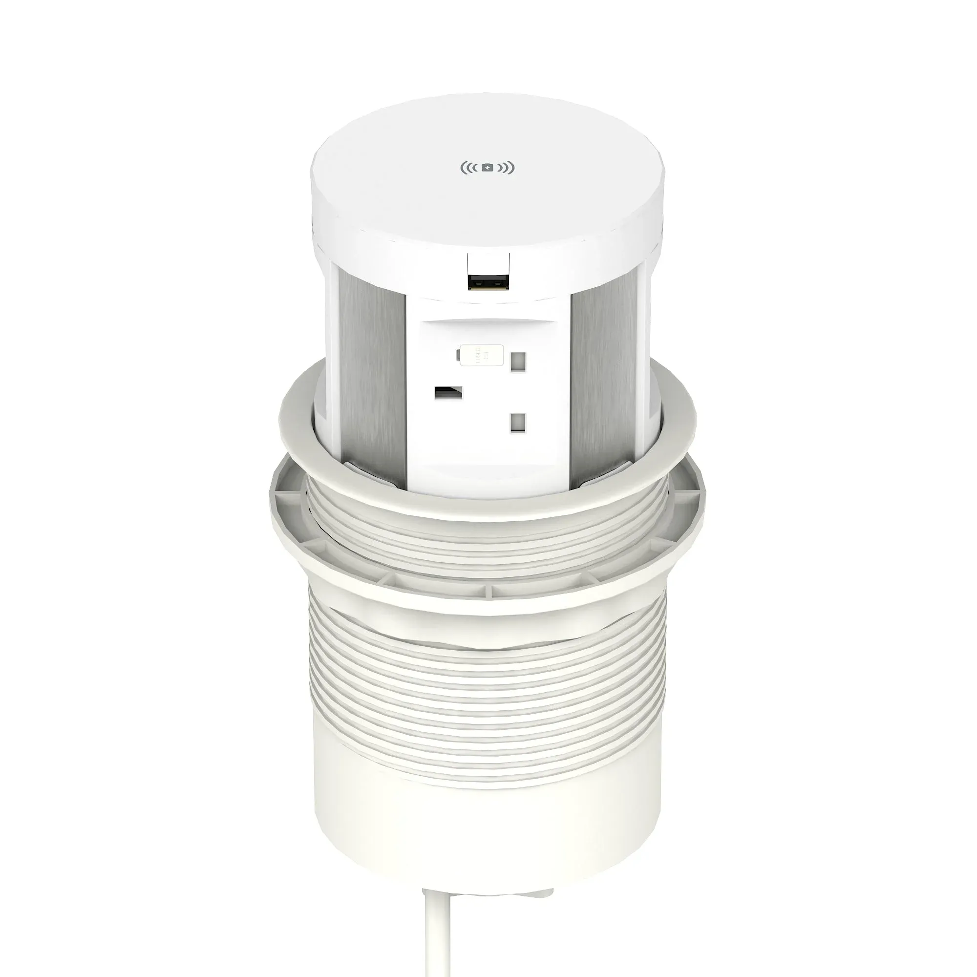 Volta Round Pop Up Power Unit 4x Socket Module with Wireless Charger