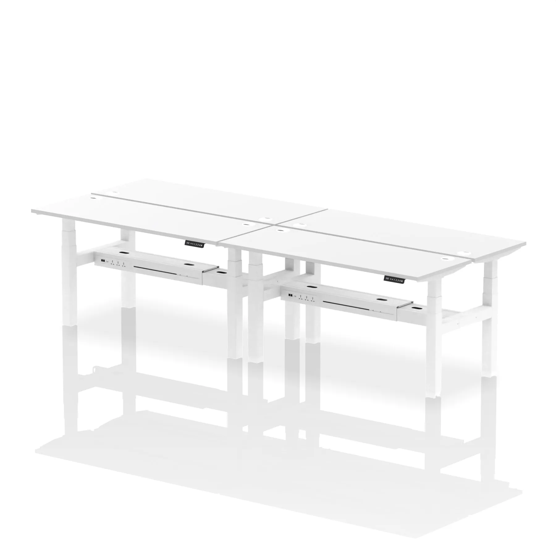 Air Back-to-Back Slimline Height Adjustable Bench Desk - 4 Person