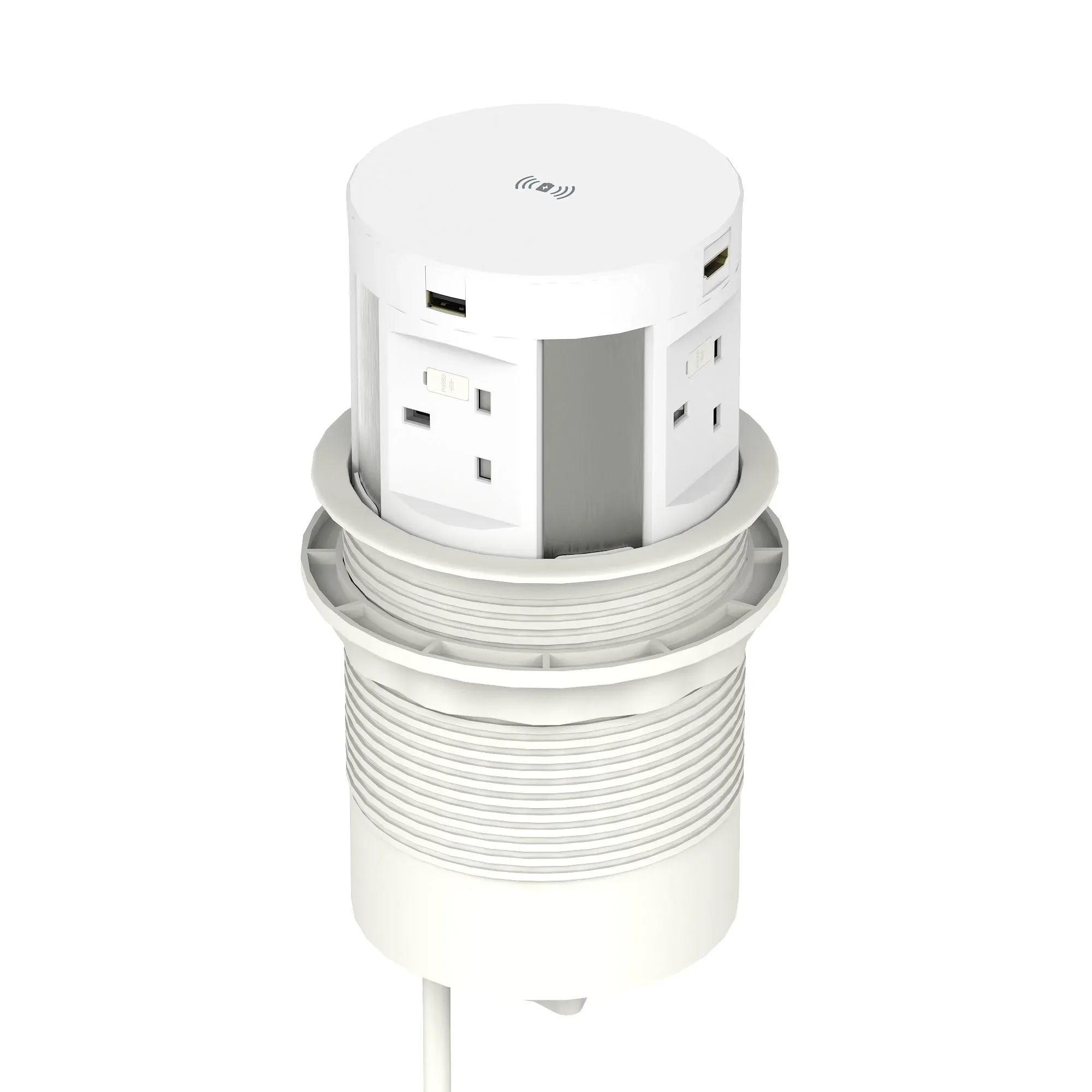 Volta Round Pop Up Power Unit 4x Socket Module with Wireless Charger
