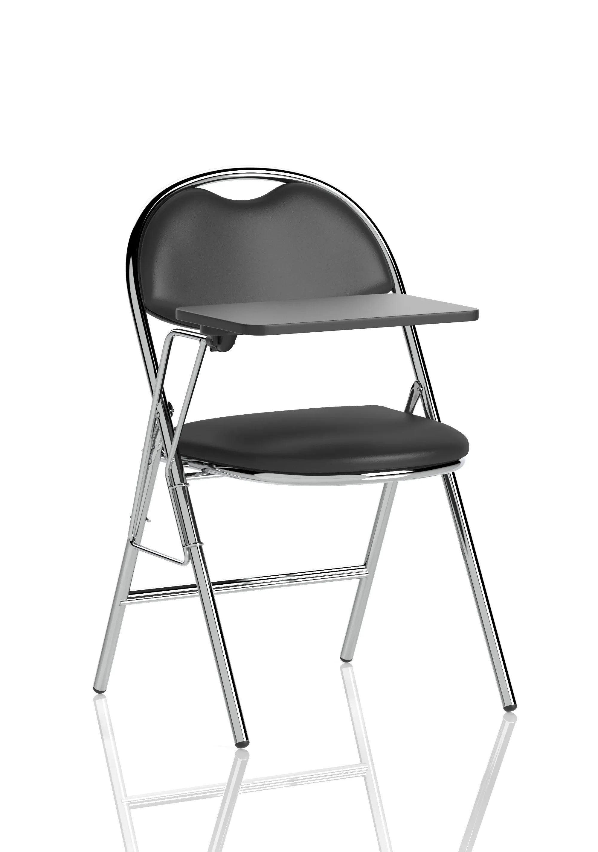 EE - Milan High Back Black Vinyl Chrome Frame Folding Visitor Chair