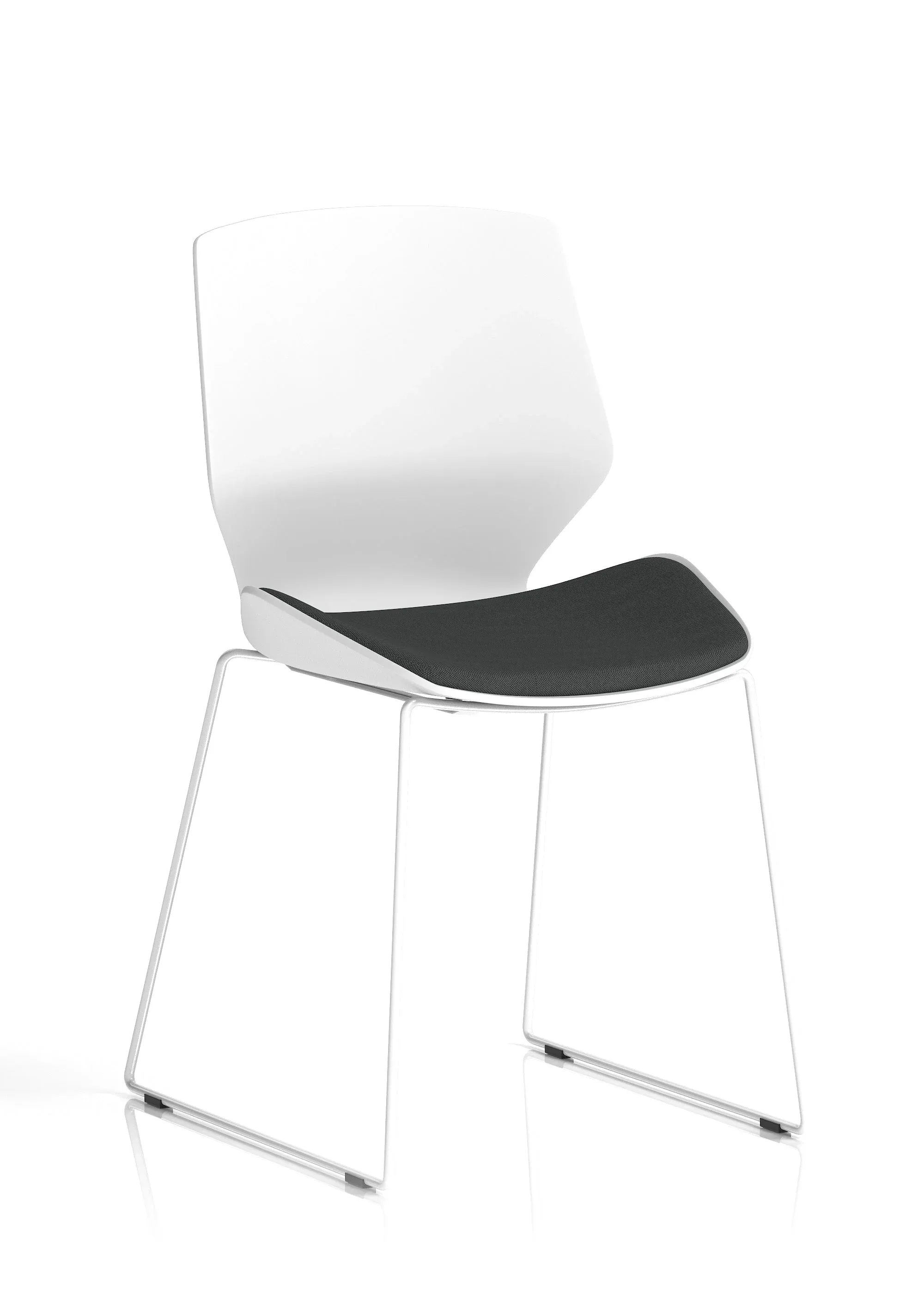 Florence Sled White Frame Fabric Seat Visitor Chair