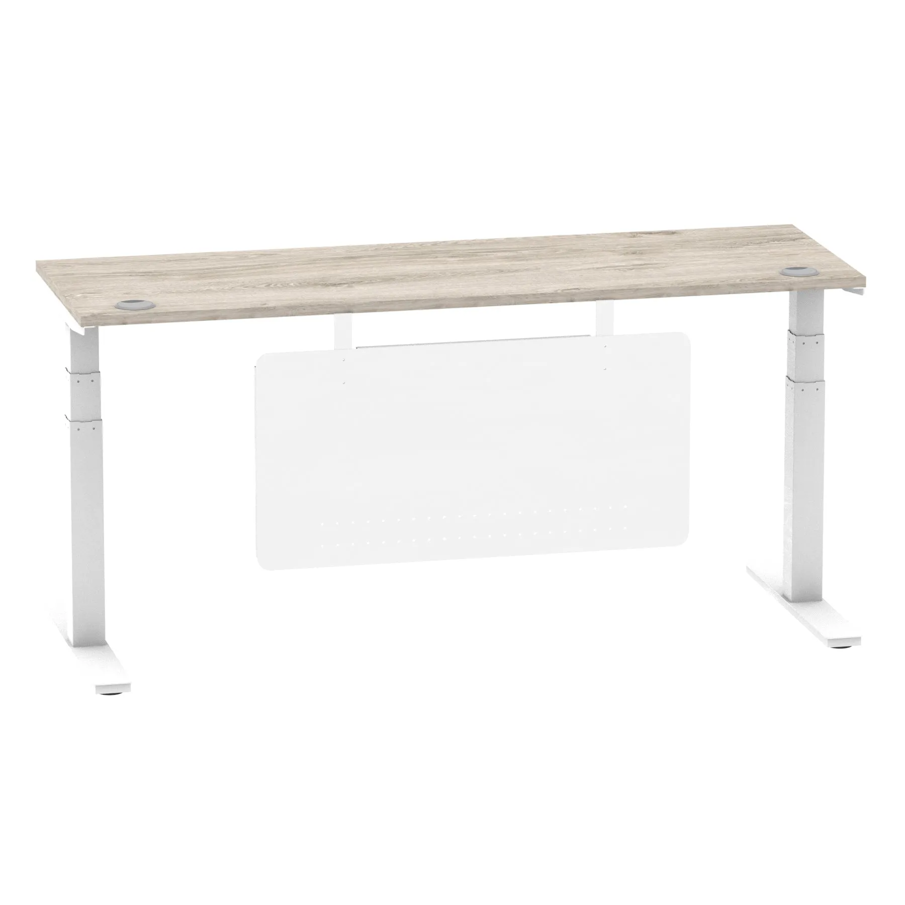 EE - Air Height Adjustable Slimline Desk With Cable Ports With Steel Modesty Panel