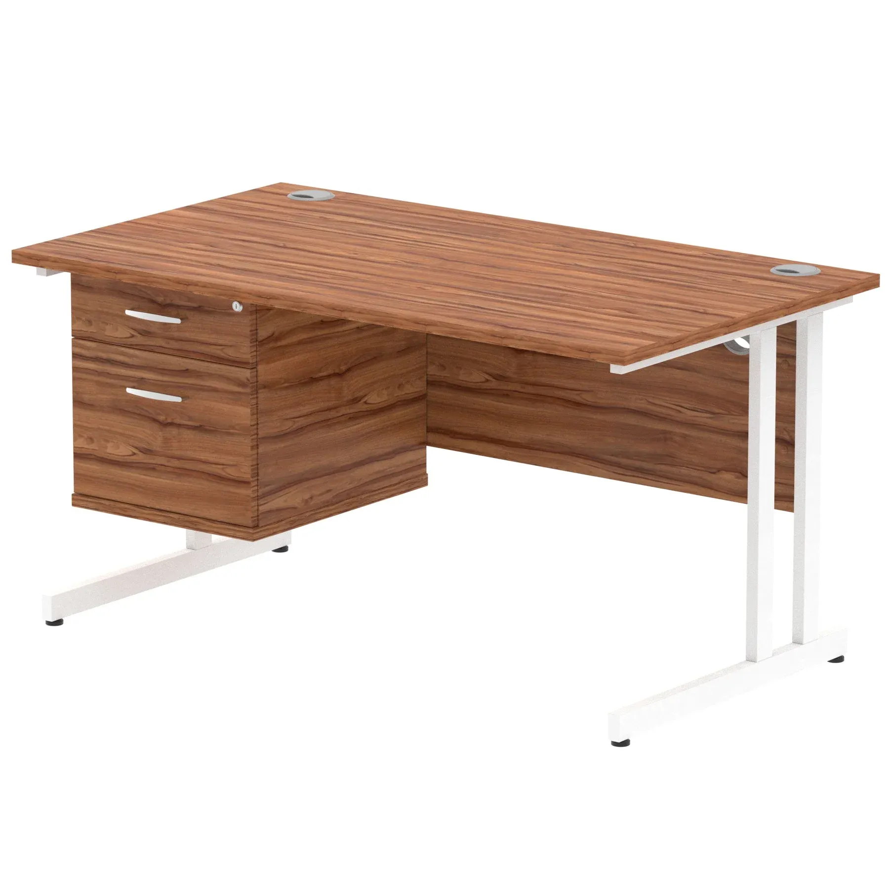 OE - Impulse 1400mm Cantilever Straight Desk With Single Fixed Pedestal