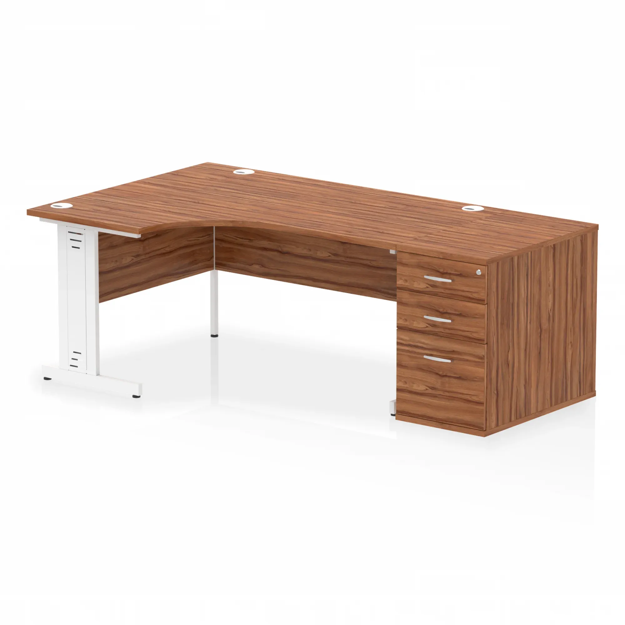 Impulse 1600mm Cable Managed Left Crescent Desk Workstation