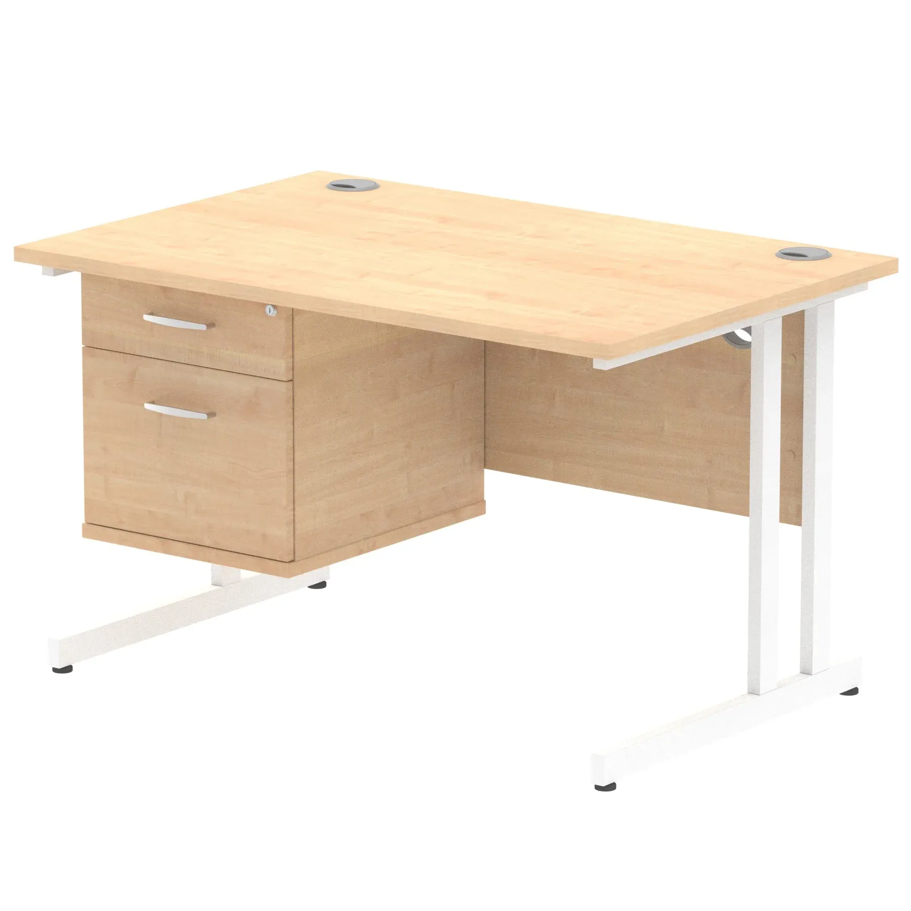 OE - Impulse 1200mm Cantilever Straight Desk With Single Fixed Pedestal