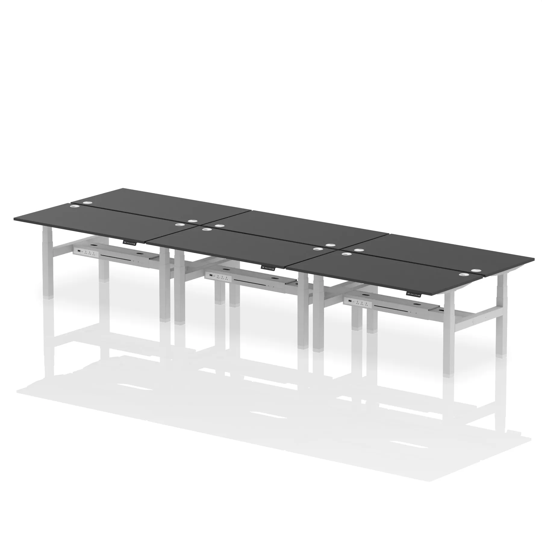 Air Back-to-Back Height Adjustable Bench Desk - 6 Person