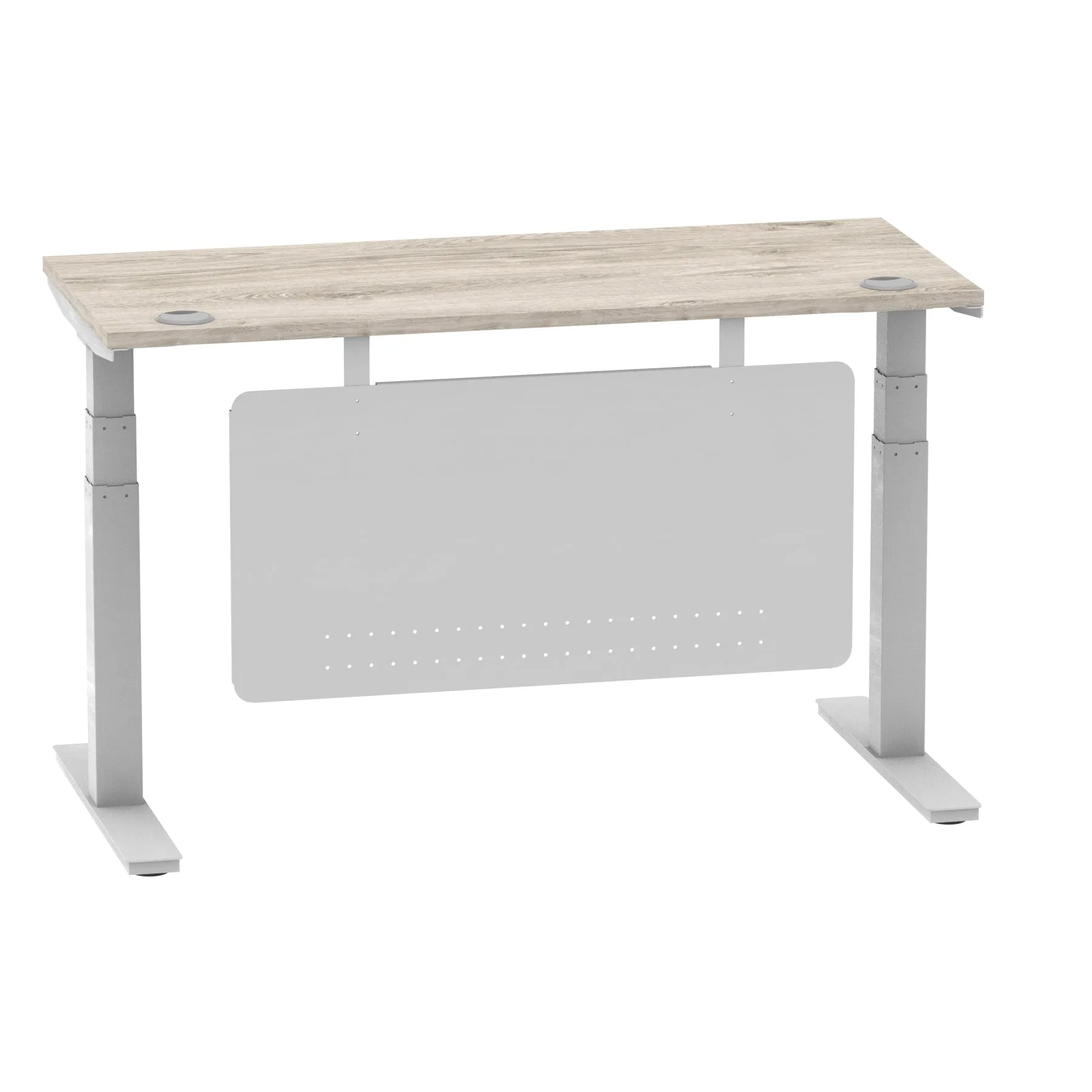 EE - Air Height Adjustable Slimline Desk With Cable Ports With Steel Modesty Panel