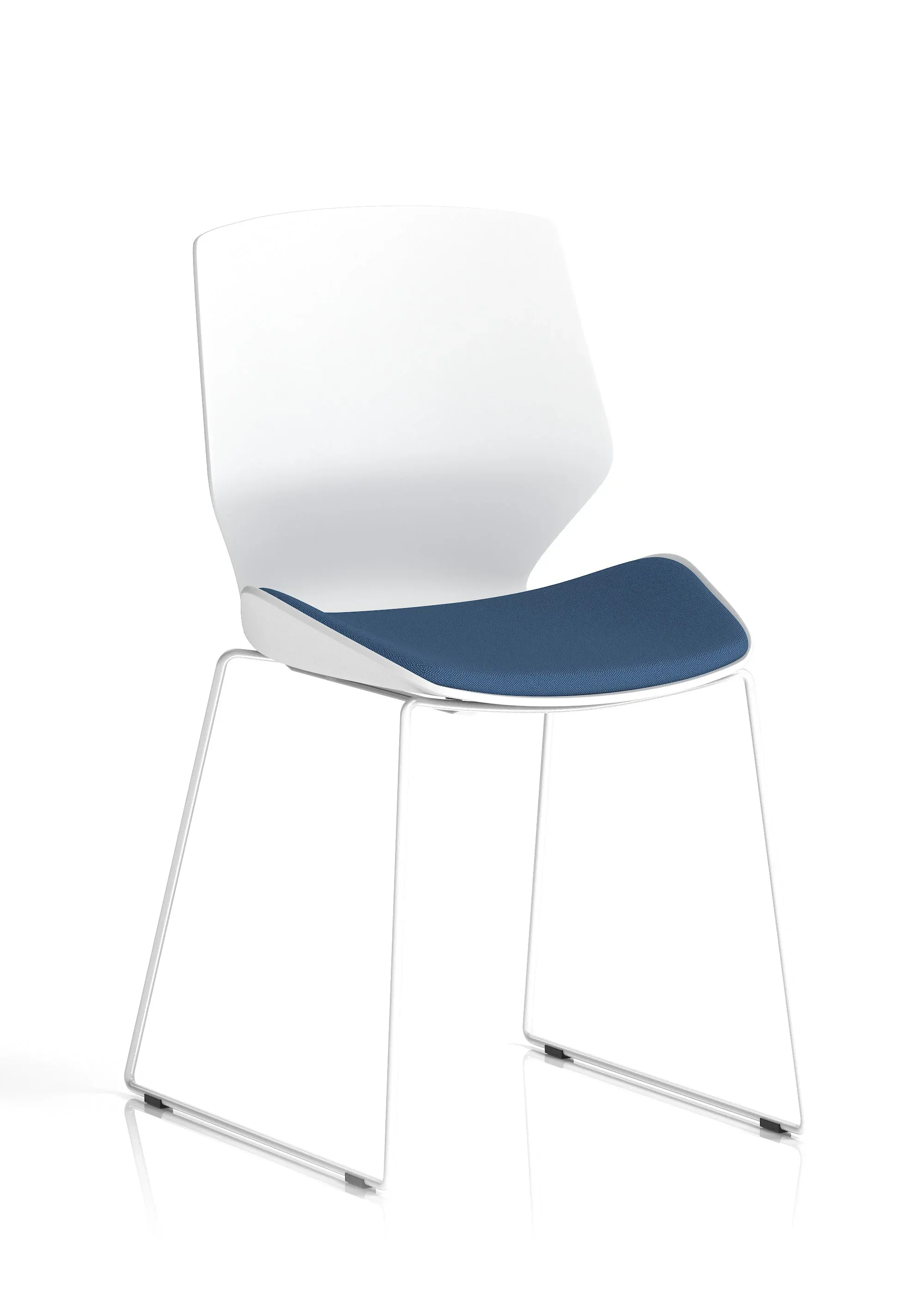 Florence Sled White Frame Fabric Seat Visitor Chair