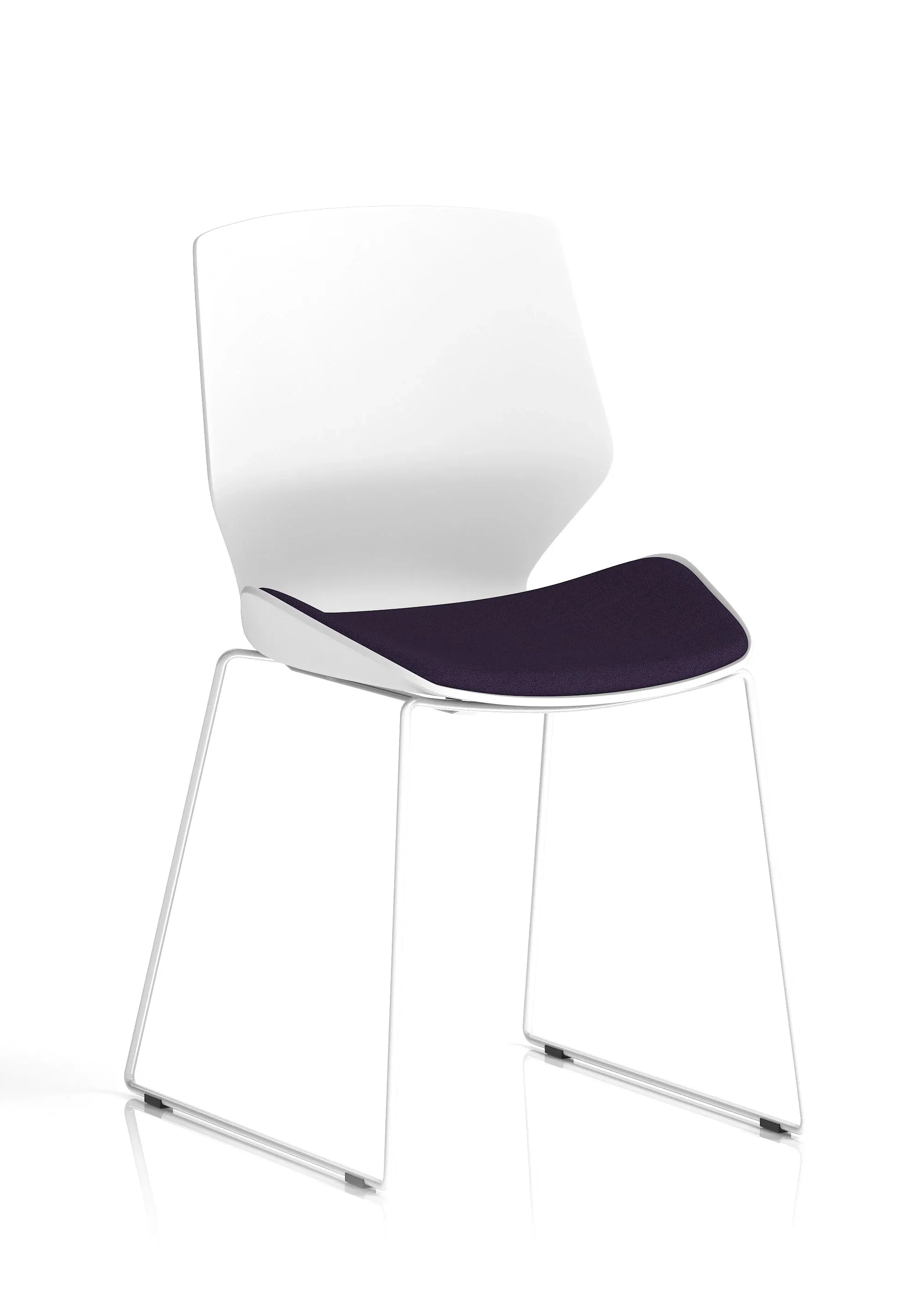EE - Florence Sled White Frame Fabric Seat Visitor Chair