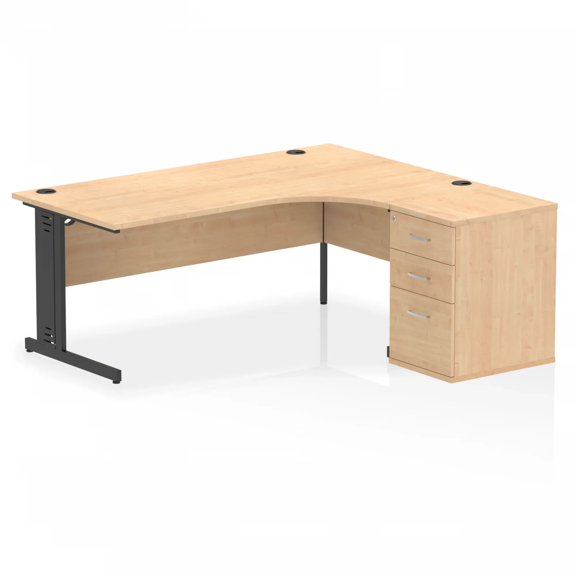 Impulse 1800mm Cable Managed Right Crescent Desk Workstation