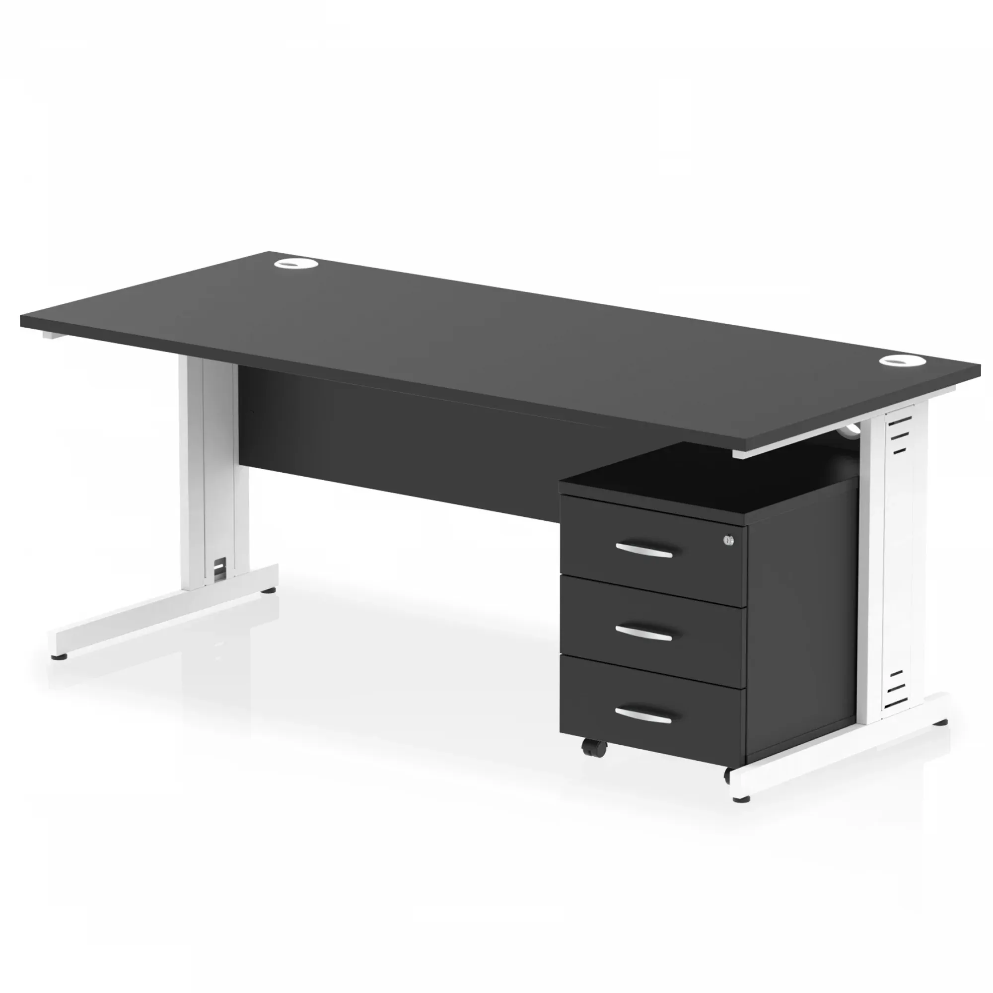 Impulse 1800mm Cable Managed Straight Desk With Mobile Pedestal
