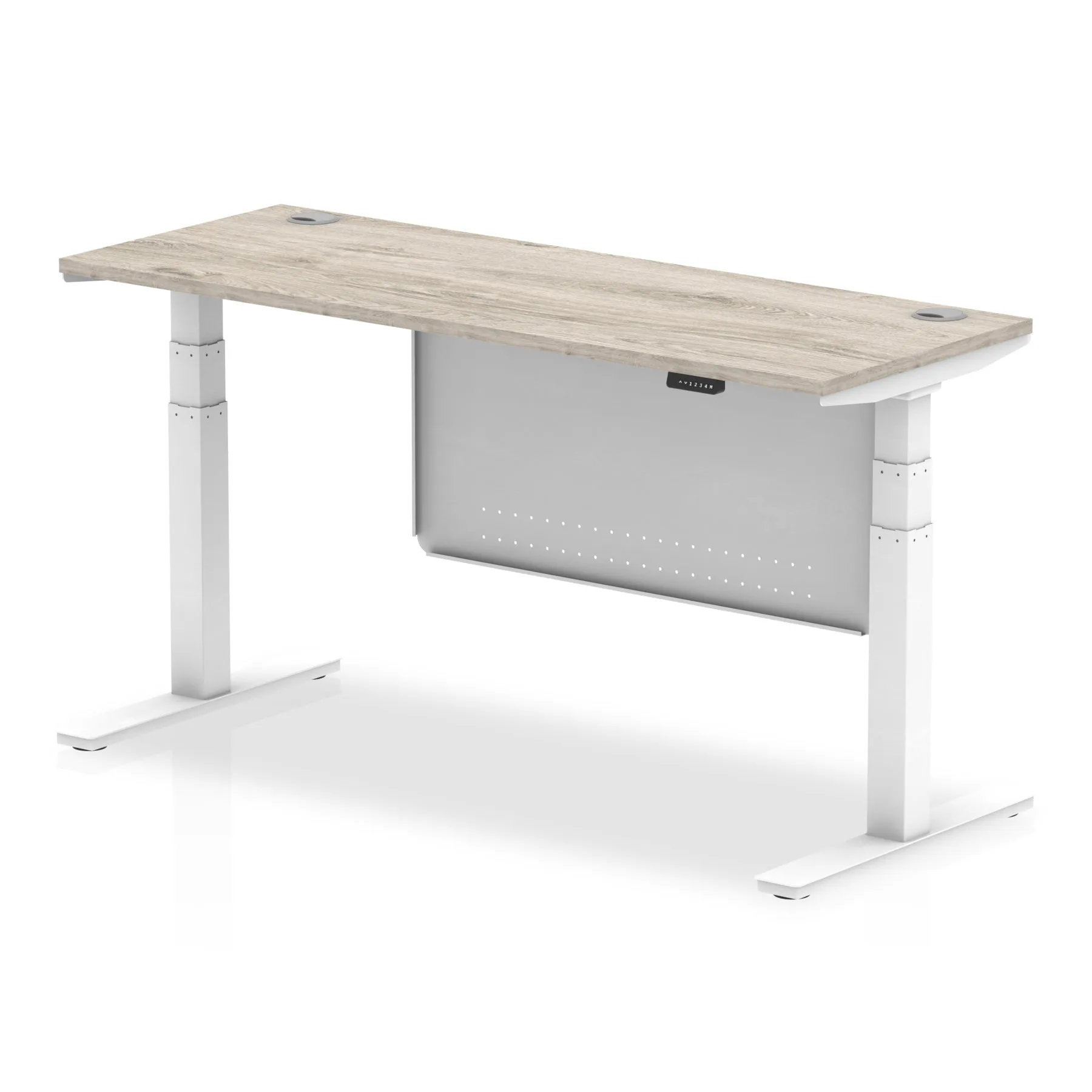 EE - Air Height Adjustable Slimline Desk With Cable Ports With Steel Modesty Panel