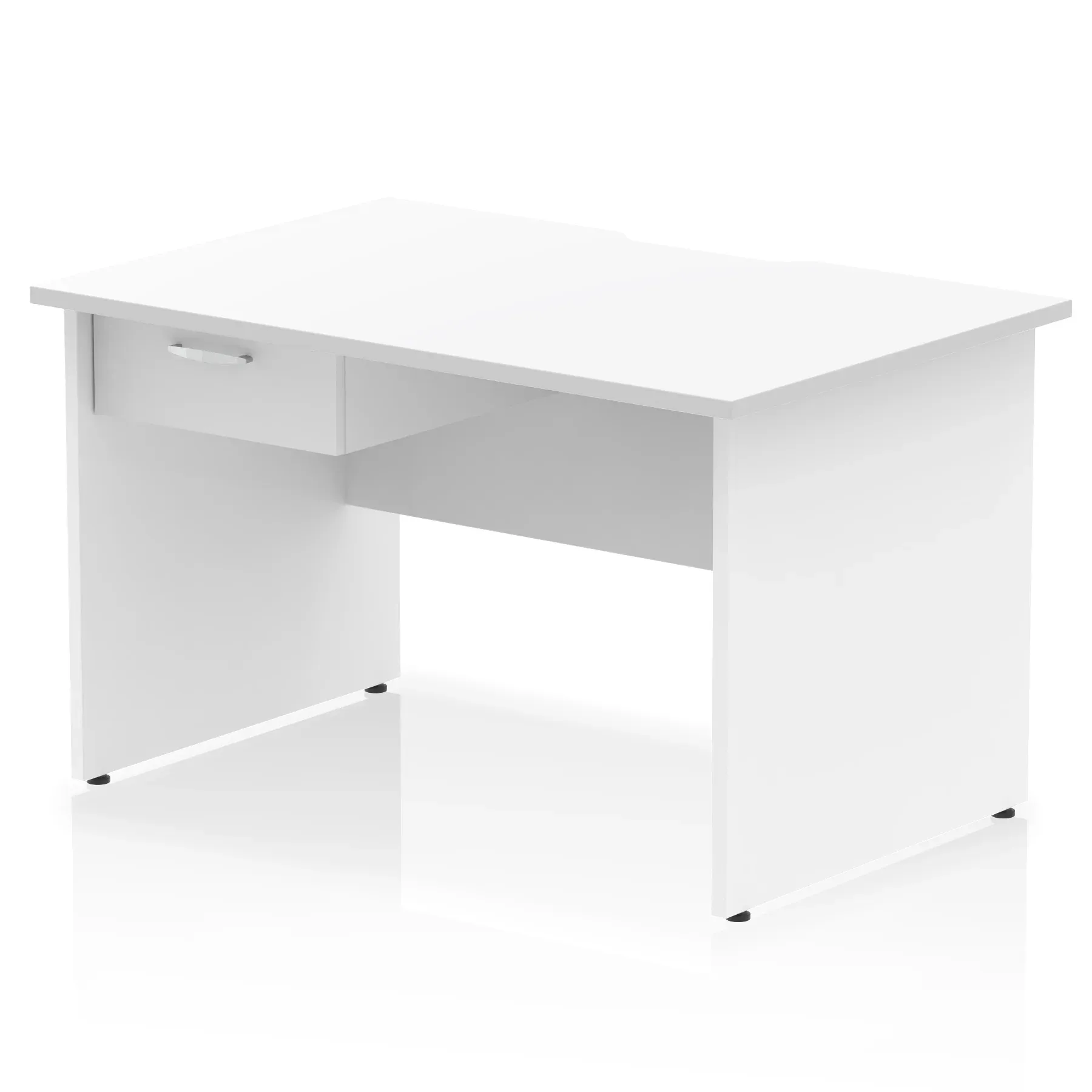 Impulse Scalloped Edge Panel End Straight Desk Frame With Single One Drawer Fixed Pedestal