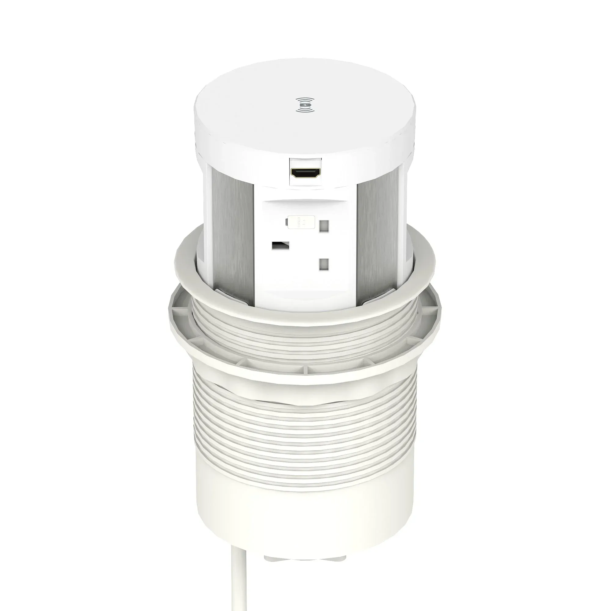 Volta Round Pop Up Power Unit 4x Socket Module with Wireless Charger