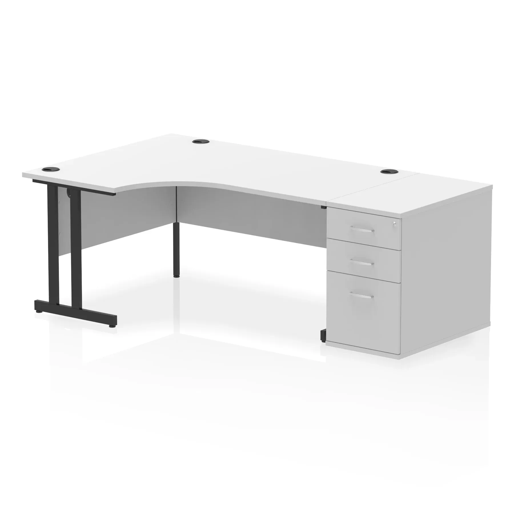 Impulse 1600mm Cantilever Left Crescent Desk Workstation