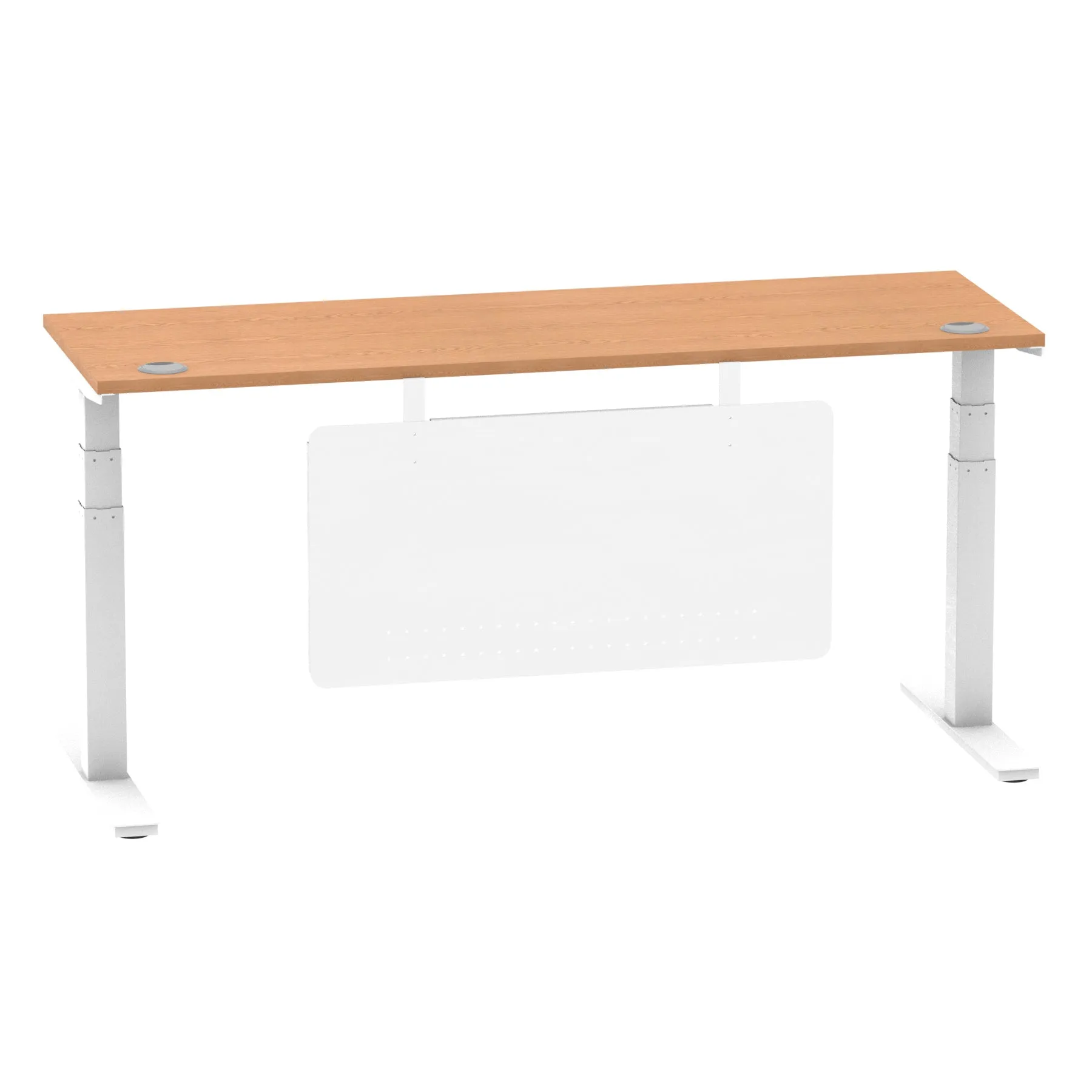 EE - Air Height Adjustable Slimline Desk With Cable Ports With Steel Modesty Panel