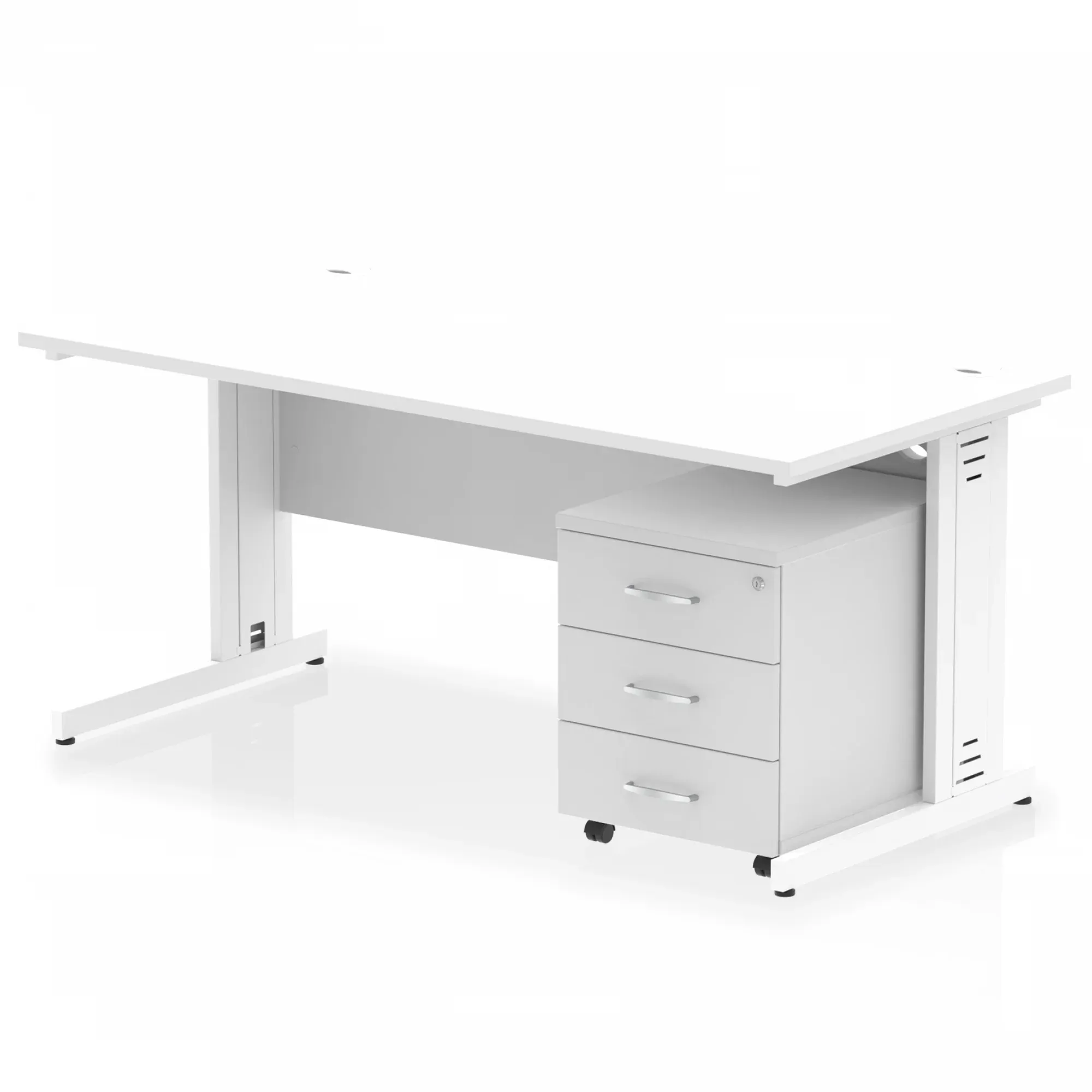 Impulse 1600mm Cable Managed Straight Desk With Mobile Pedestal