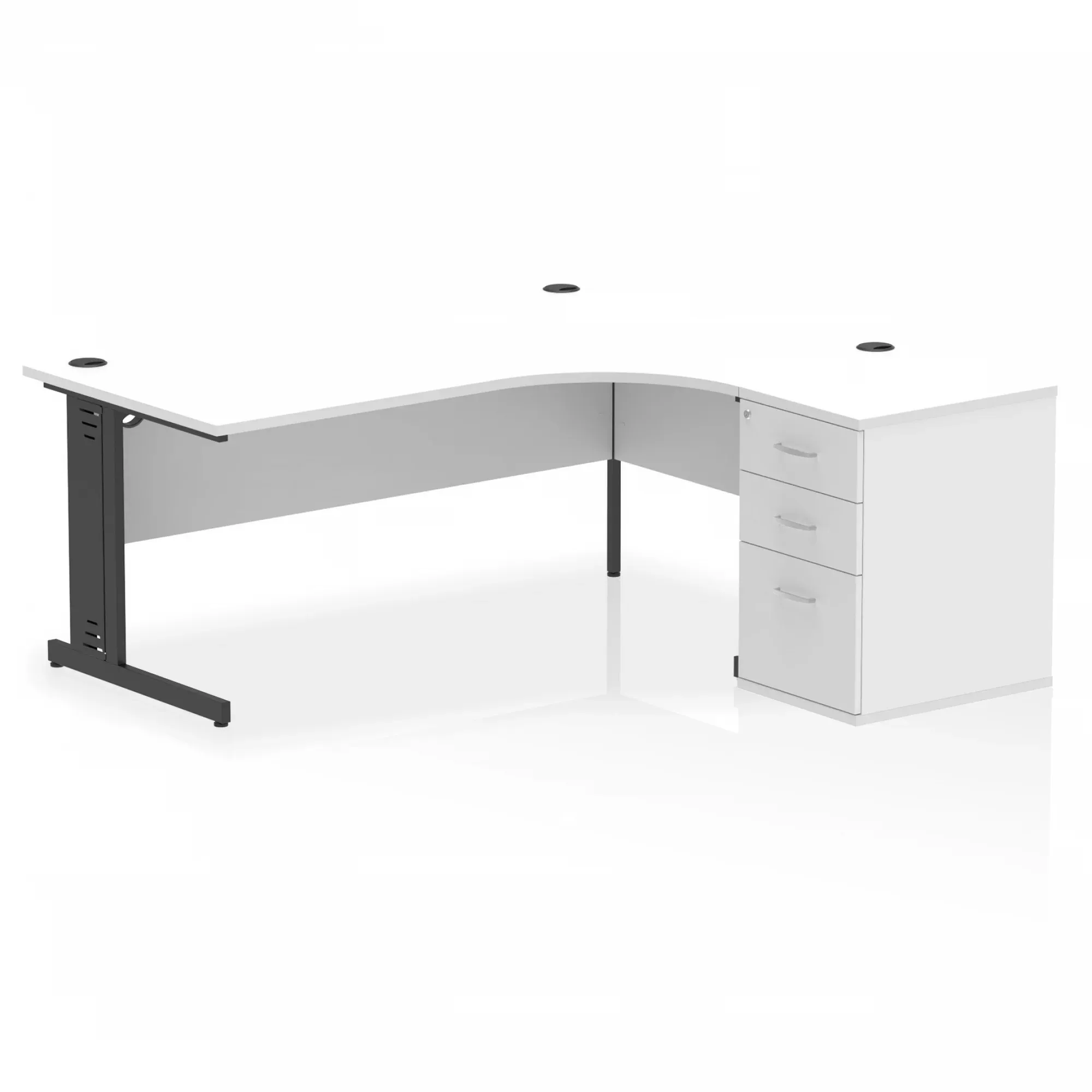 Impulse 1800mm Cable Managed Right Crescent Desk Workstation