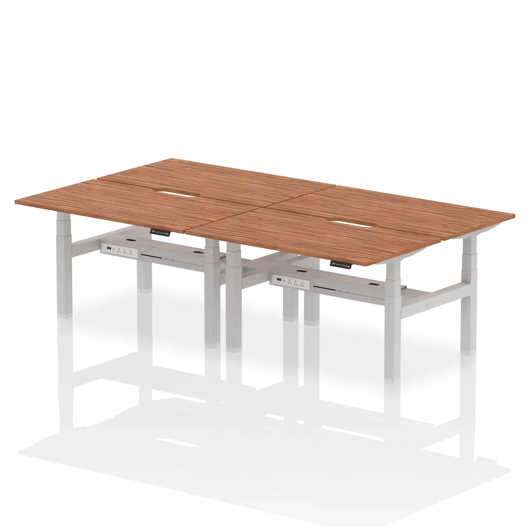 Air Back-to-Back Scalloped Edge Height Adjustable Bench Desk - 4 Person