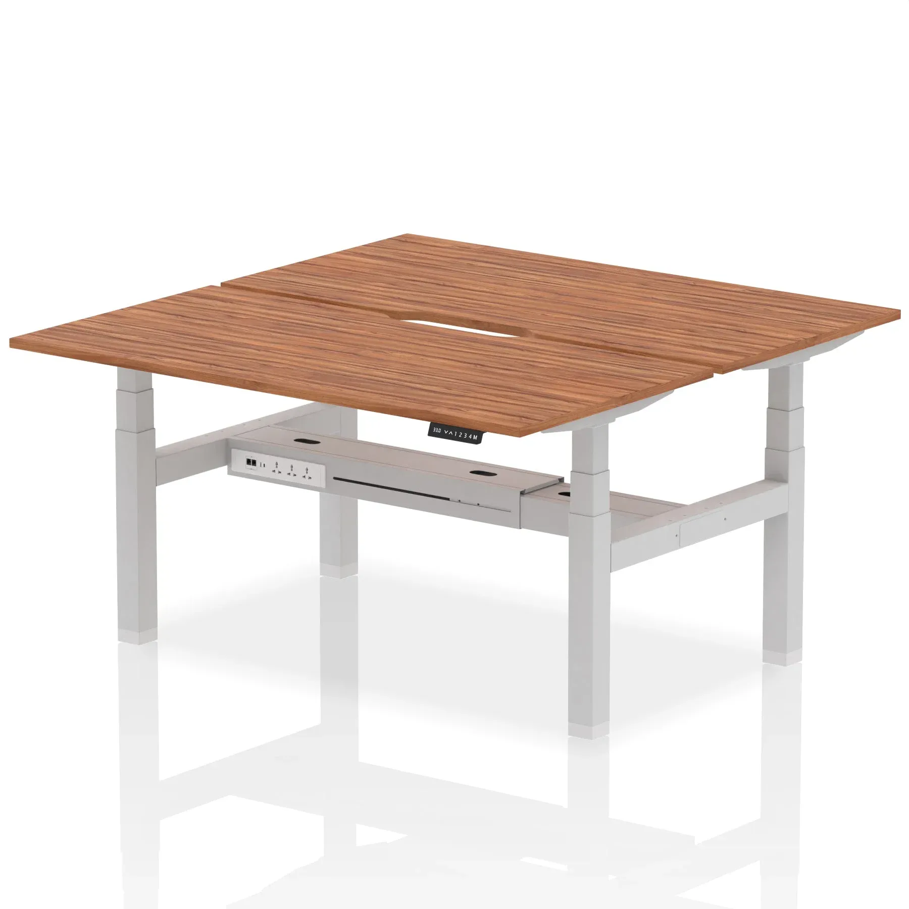 Air Back-to-Back Scalloped Edge Height Adjustable Bench Desk - 2 Person