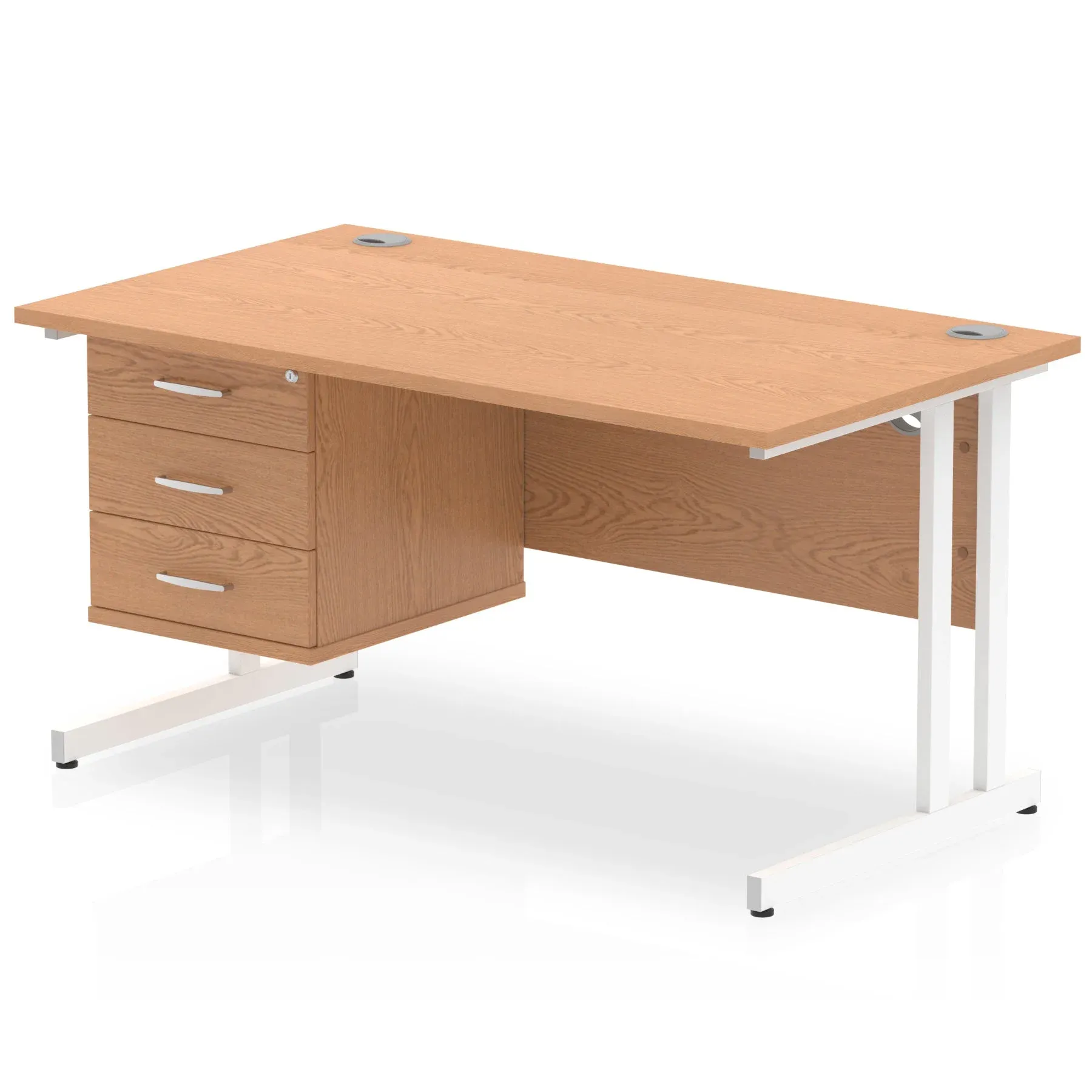 EE - Impulse 1400mm Cantilever Straight Desk With Single Fixed Pedestal