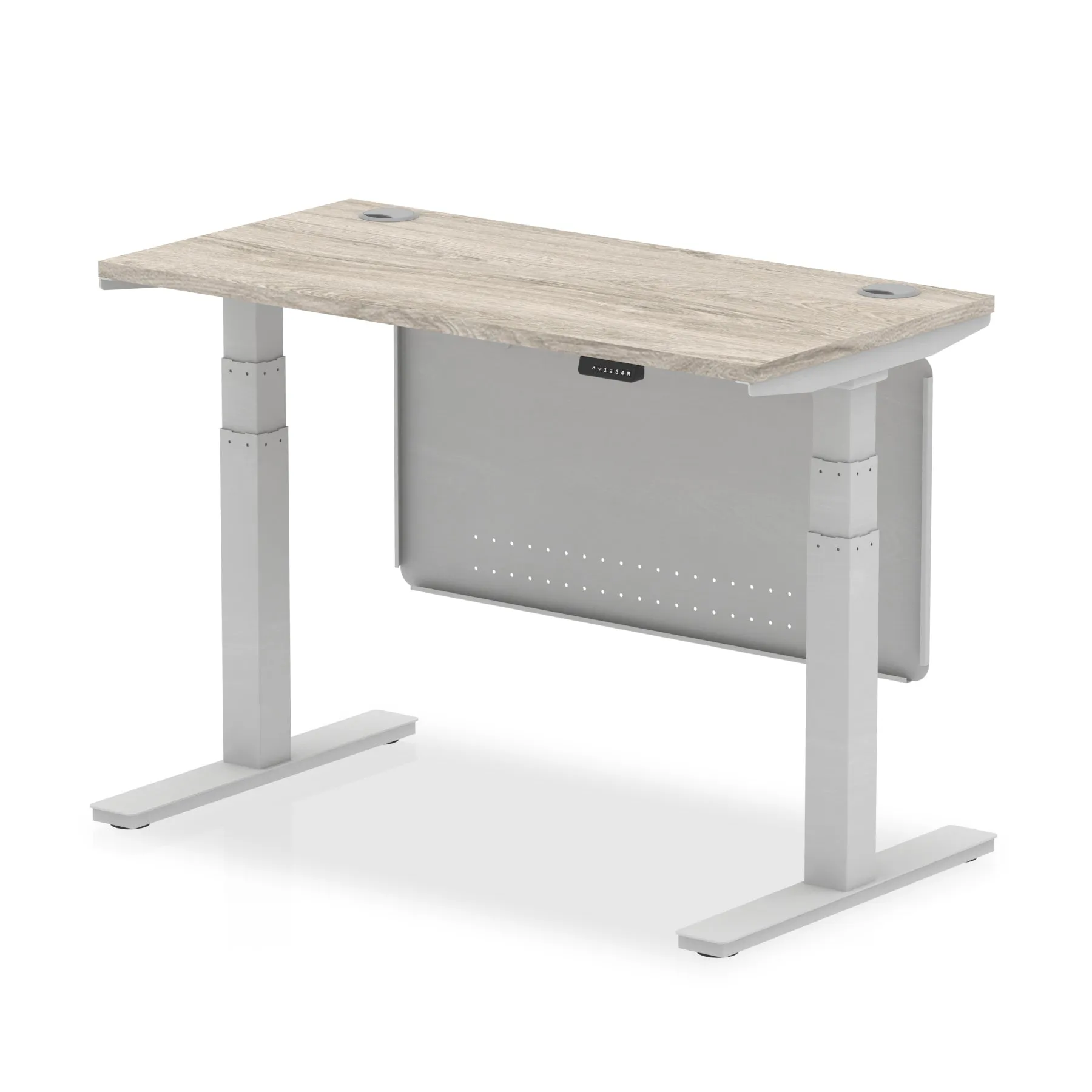 EE - Air Height Adjustable Slimline Desk With Cable Ports With Steel Modesty Panel