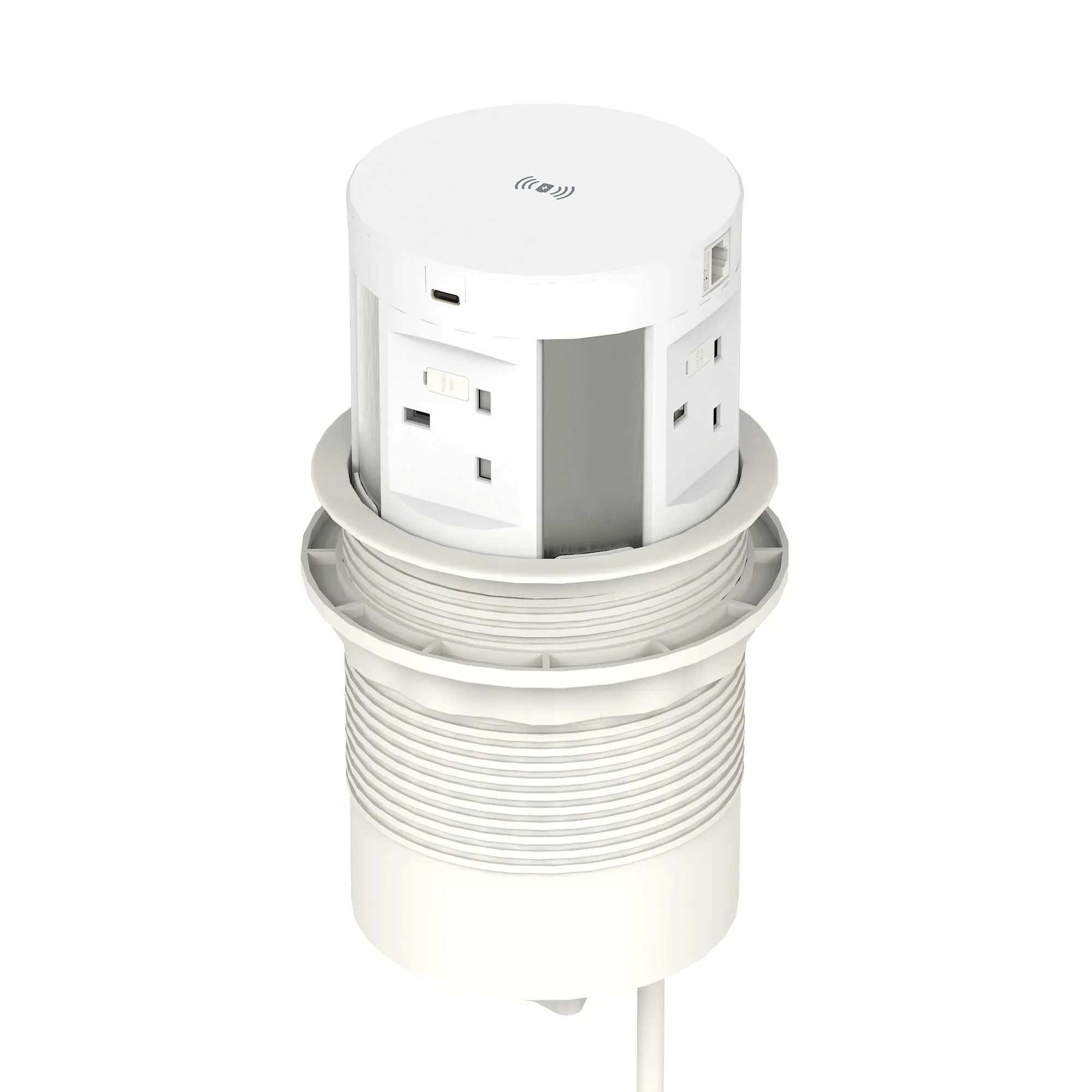 Volta Round Pop Up Power Unit 4x Socket Module with Wireless Charger