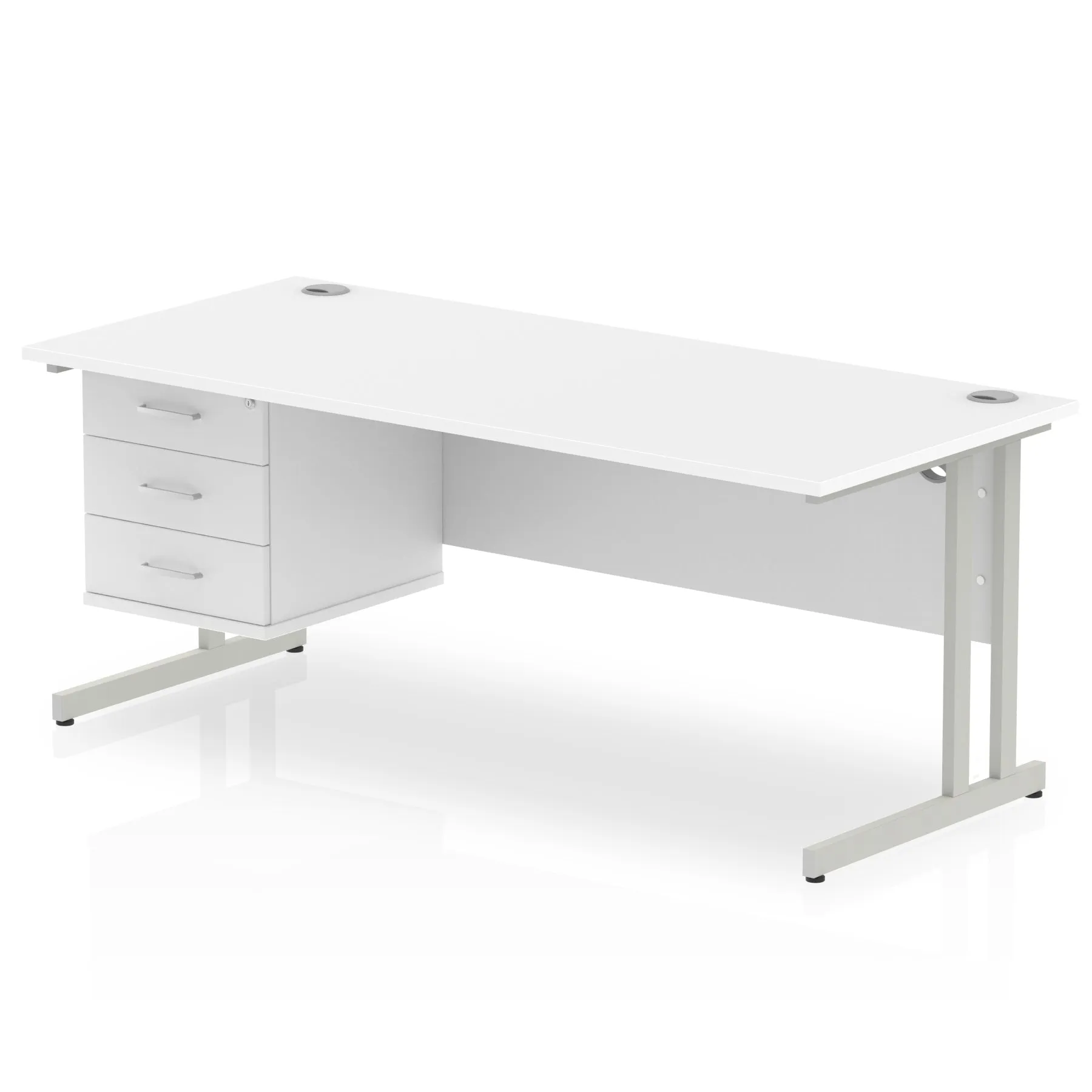 OE - Impulse 1800mm Cantilever Straight Desk With Single Fixed Pedestal