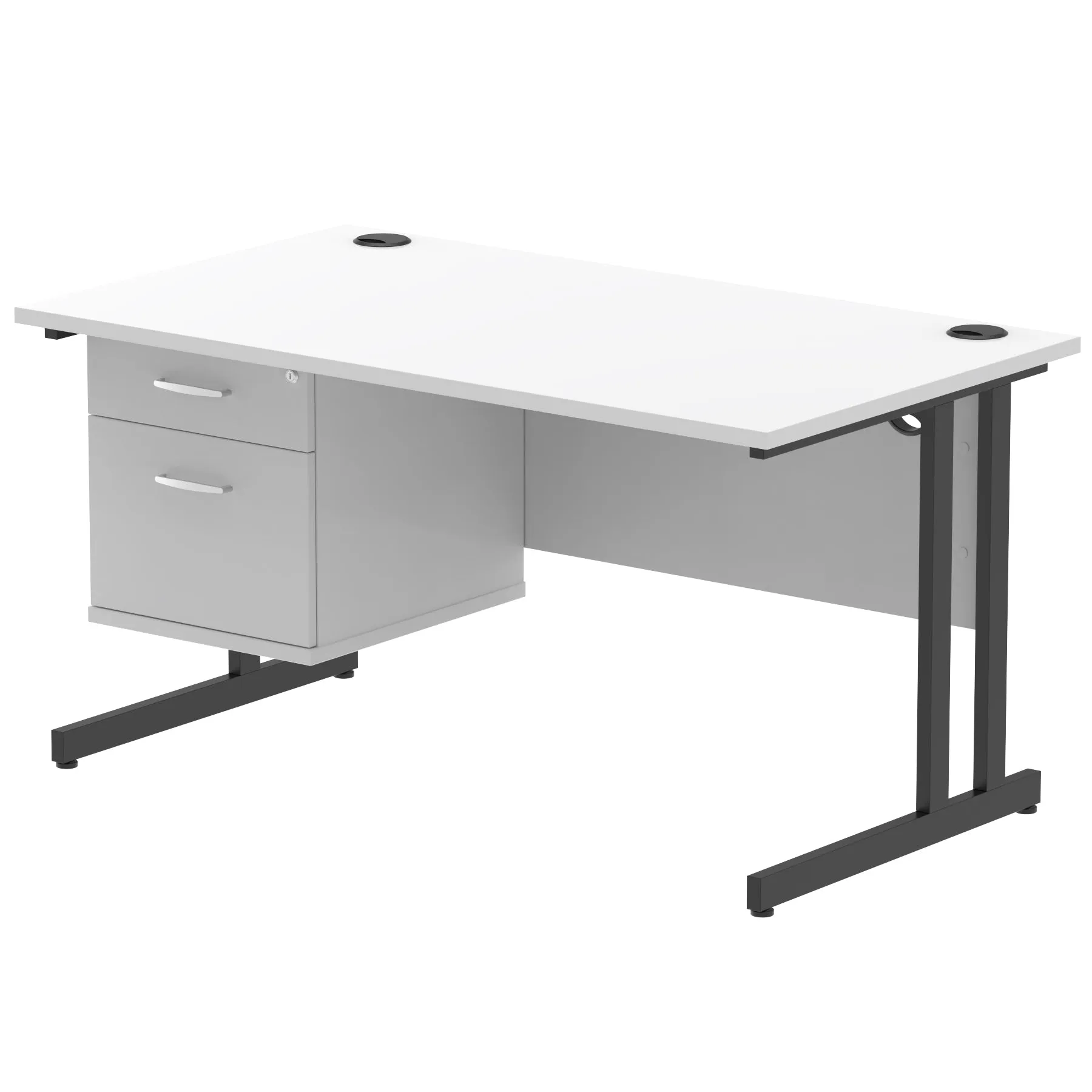 OE - Impulse 1400mm Cantilever Straight Desk With Single Fixed Pedestal