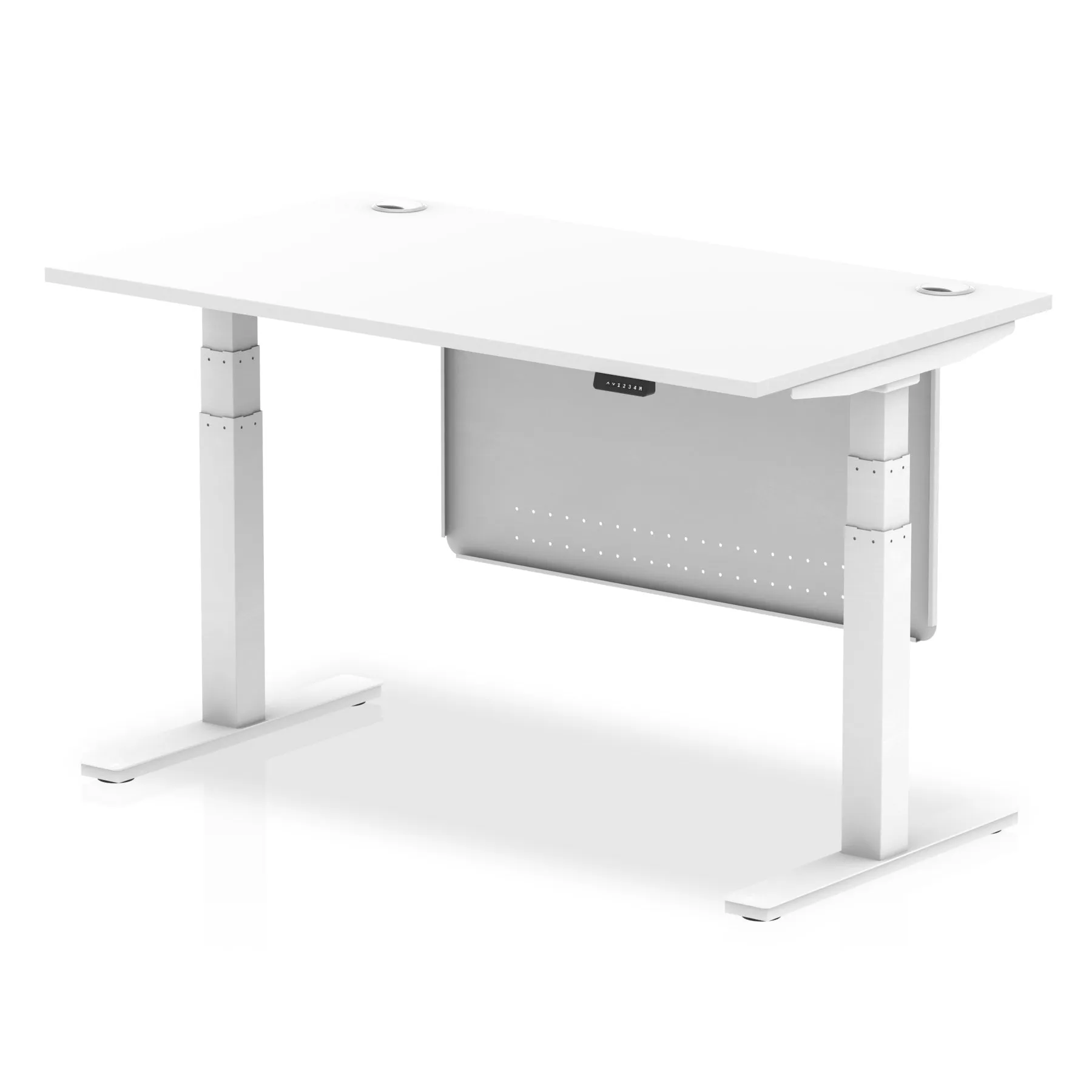 EE - Air Height Adjustable Desk with Cable Ports with Steel Modesty Panel