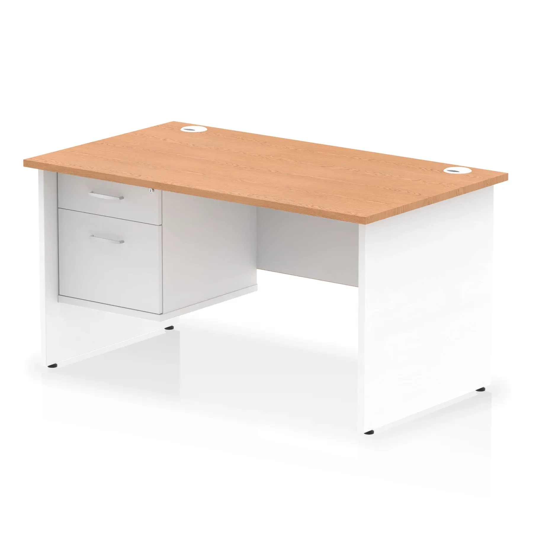 Impulse 1400mm Panel End Straight Desk With Single Fixed Pedestal