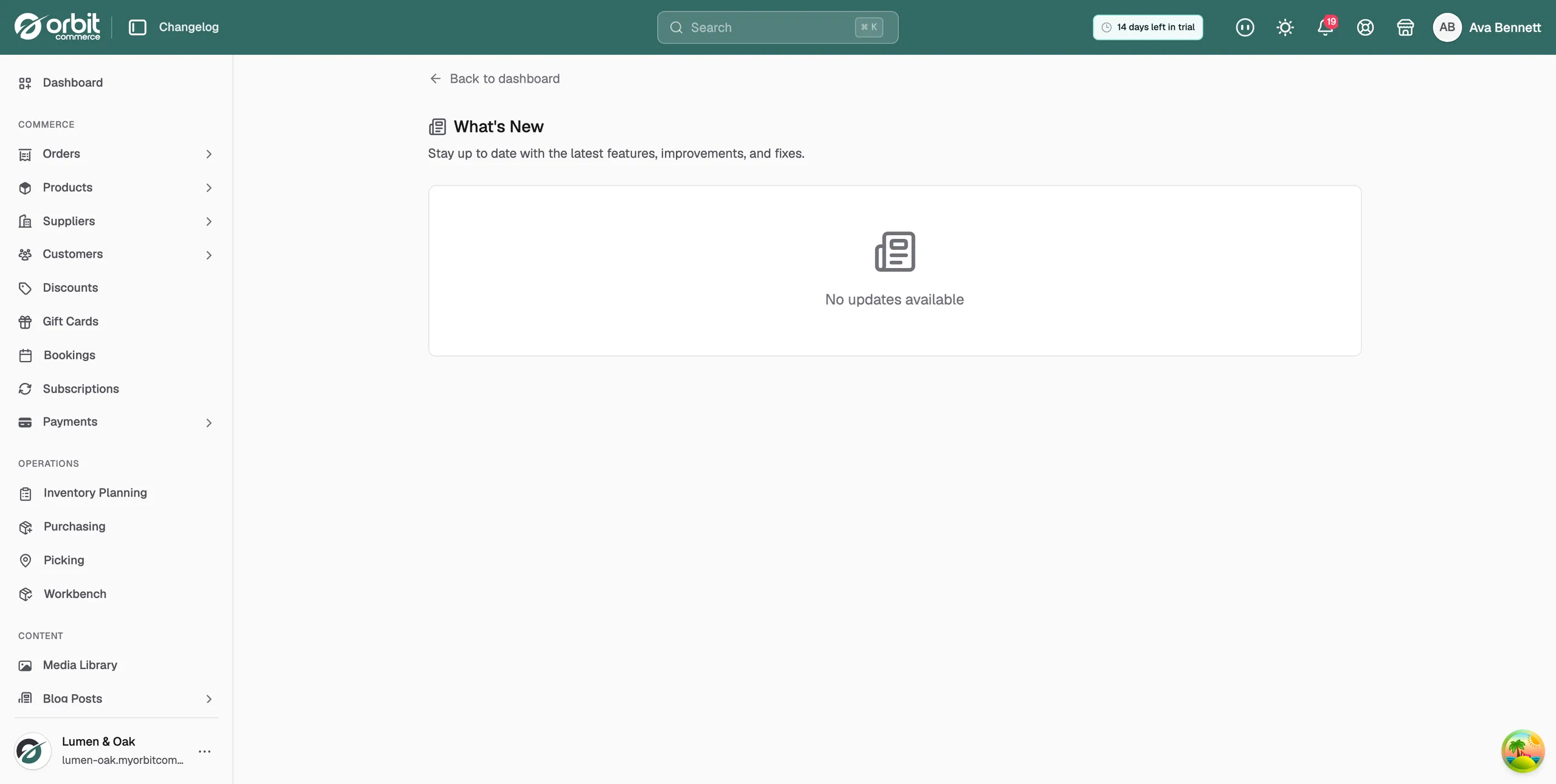 The What's New list, showing recent platform updates with New badges