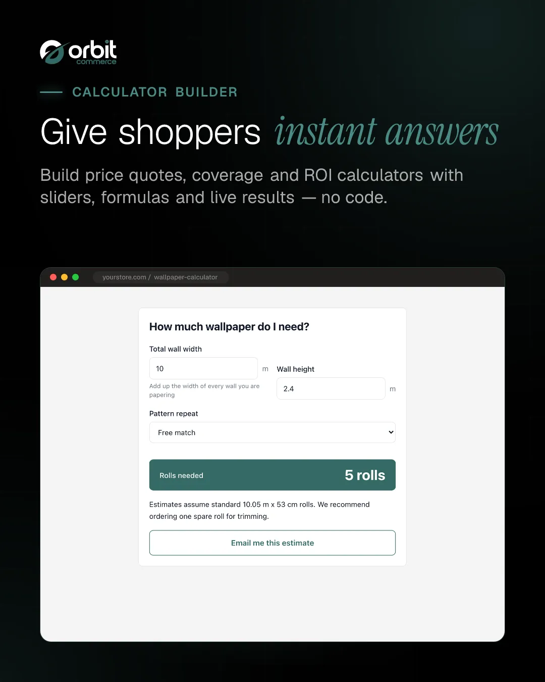 Storefront calculator widget
