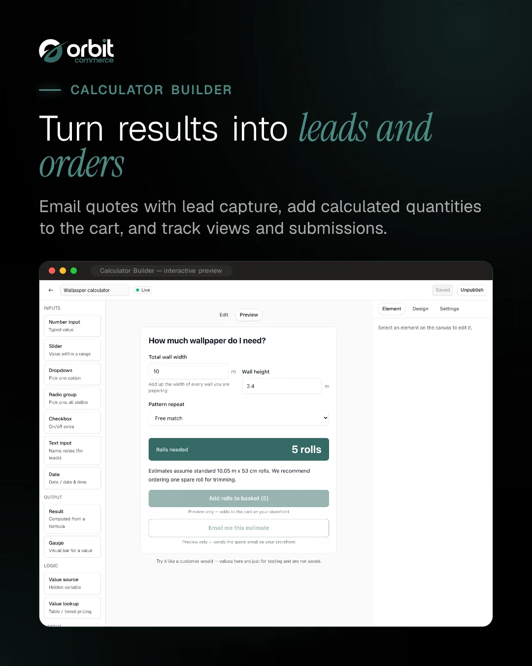 Interactive preview & lead capture
