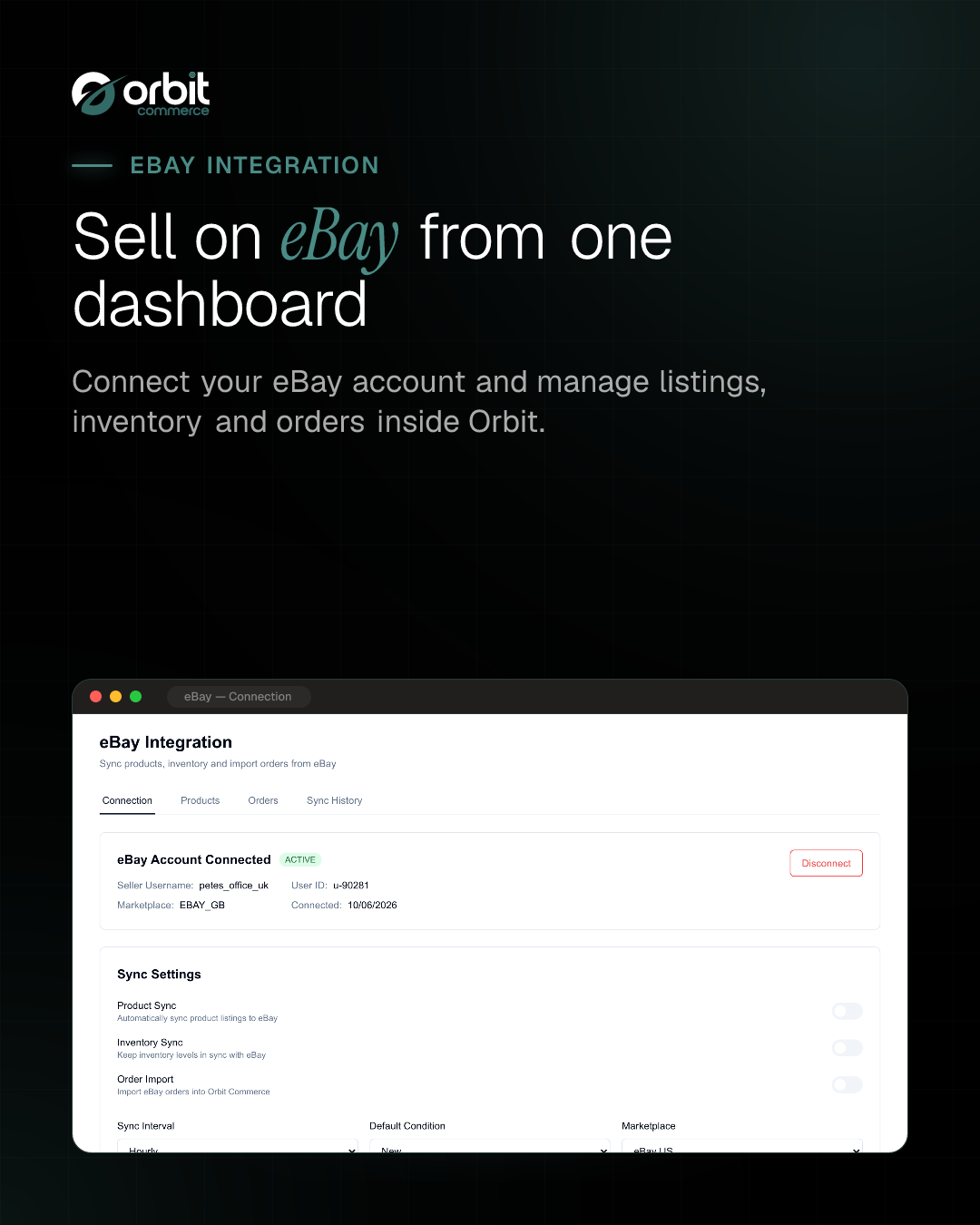 eBay account connection