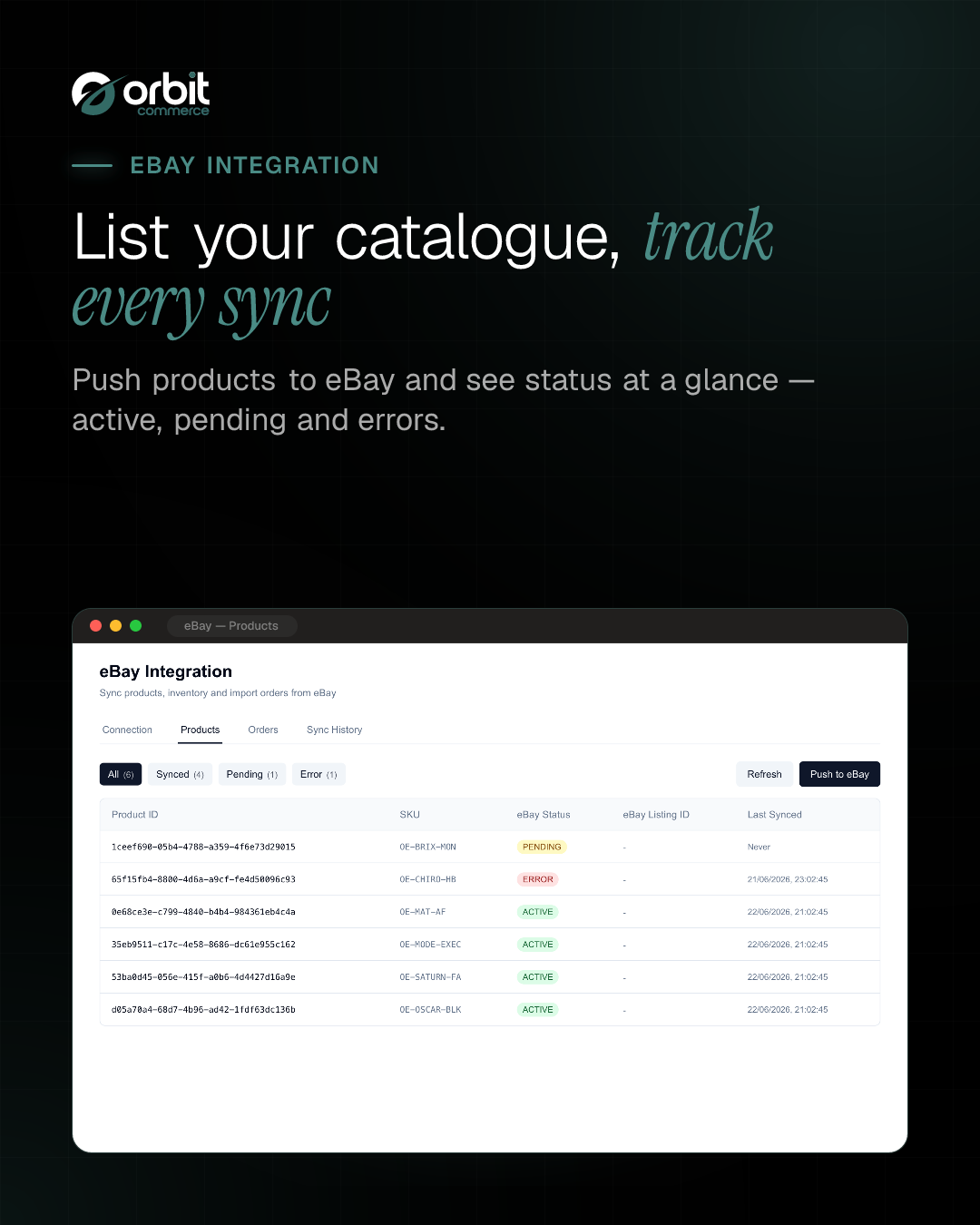 Product sync to eBay
