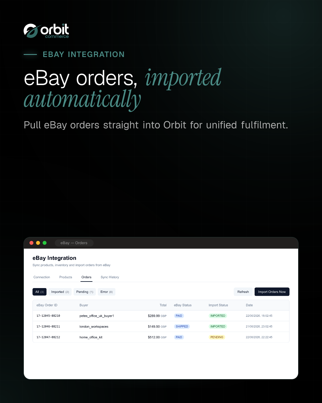 eBay order import