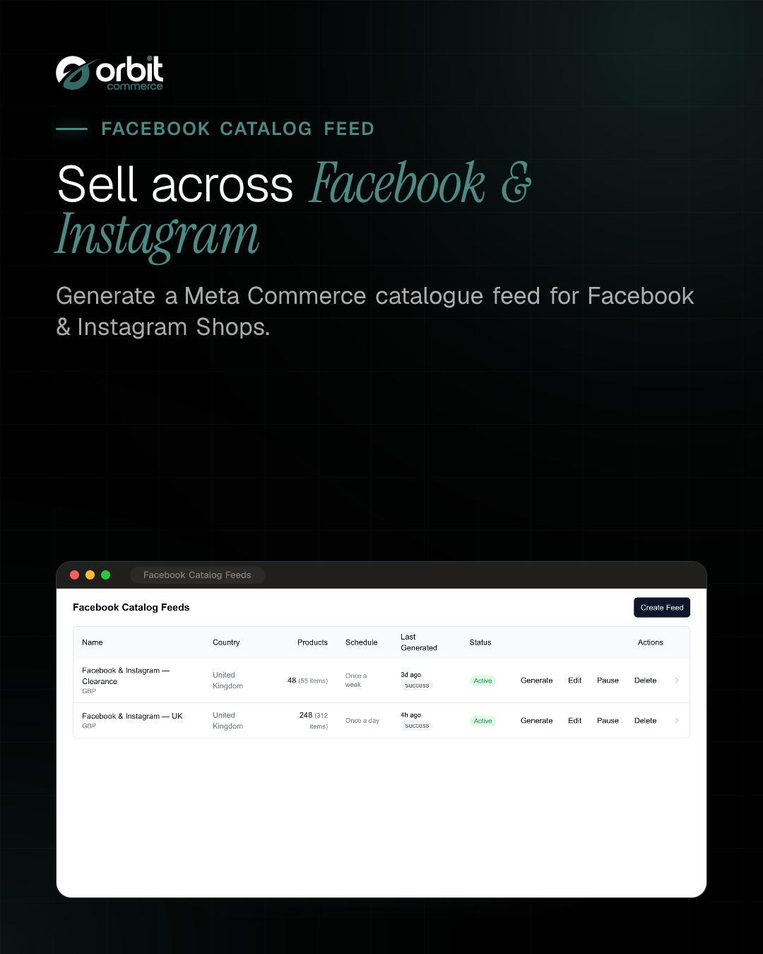 Facebook & Instagram catalogue feeds