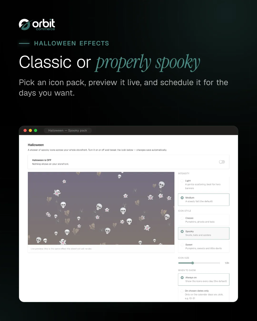 Spooky icon pack with live preview