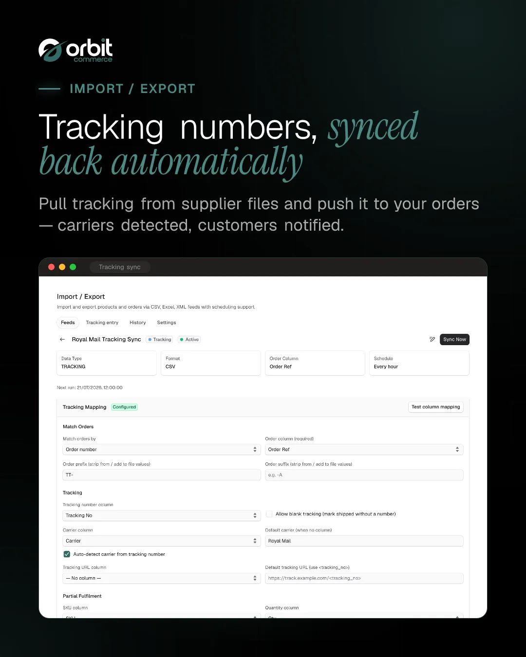 Order tracking sync