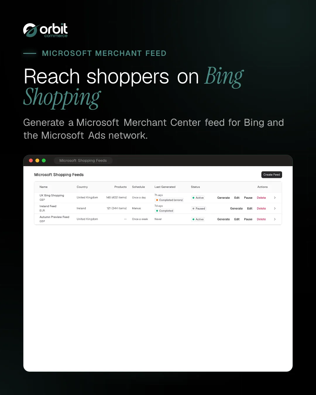 Microsoft / Bing Shopping feeds