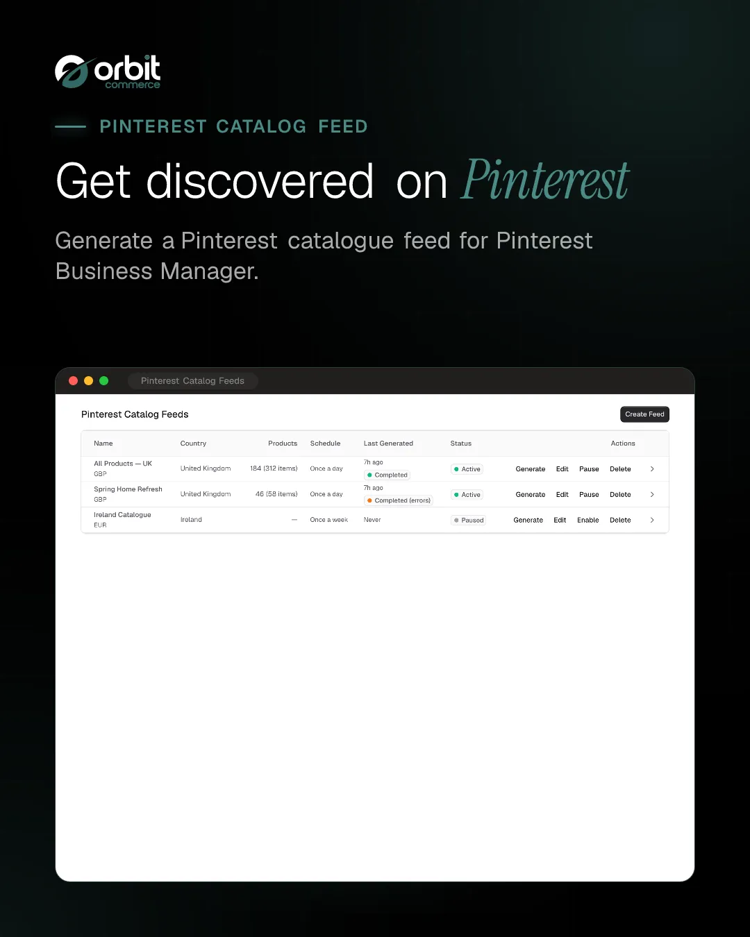 Pinterest catalogue feeds
