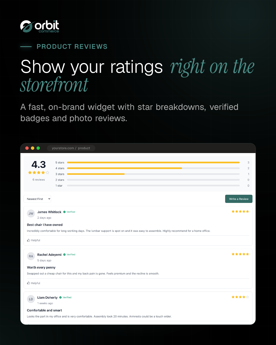 Storefront review widget