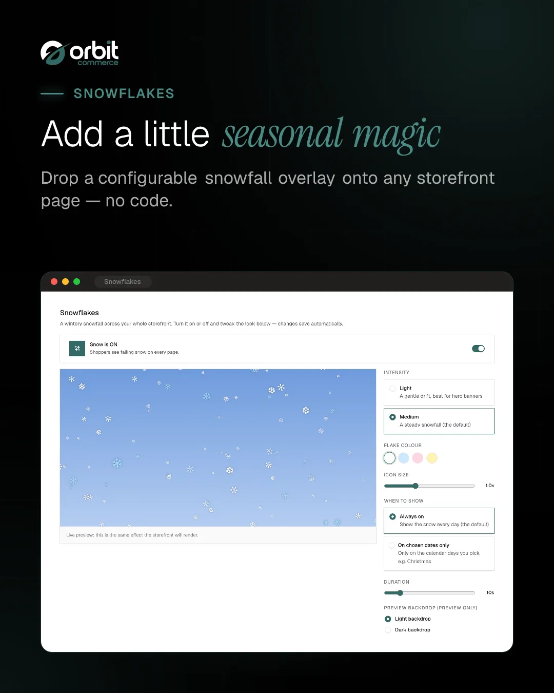 Snowfall overlay config