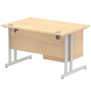 Impulse Cantilever Straight Desk With Single Fixed Pedestal