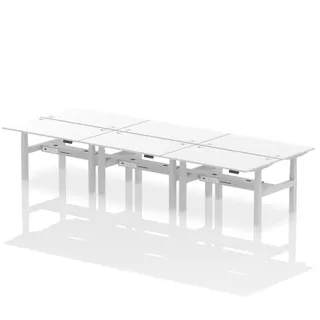 Air Back-to-Back Height Adjustable Bench Desk - 6 Person