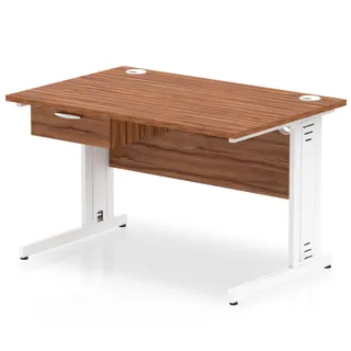 Impulse Cable Managed Straight Desk With Single One Drawer Fixed Pedestal