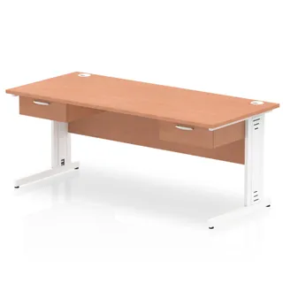Impulse Cable Managed Straight Desk With Two One Drawer Fixed Pedestals