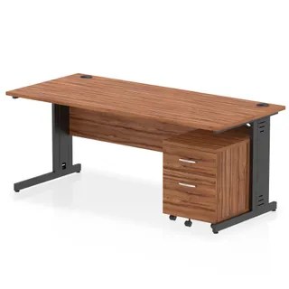 Impulse Cable Managed Straight Desk With Mobile Pedestal